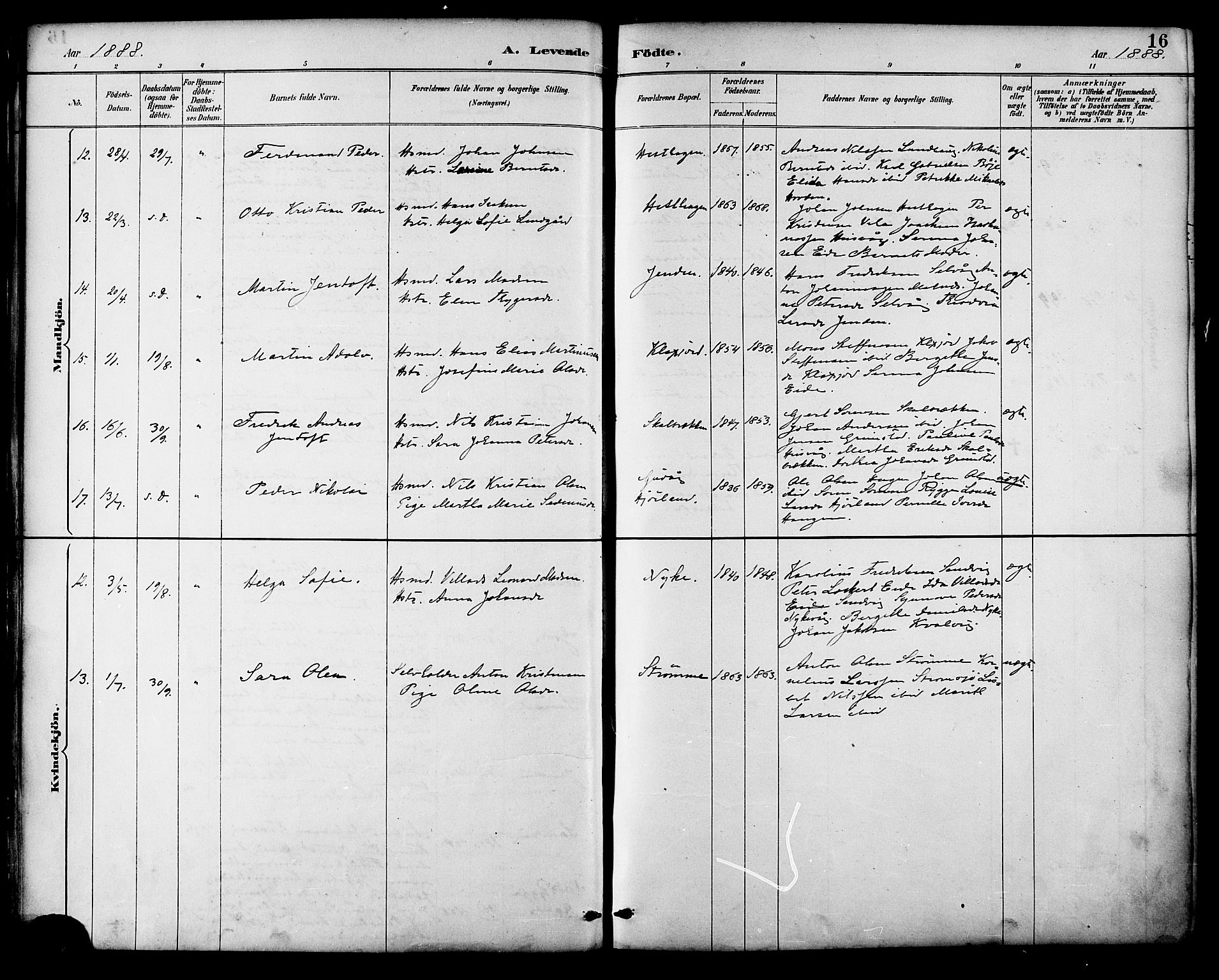 Ministerialprotokoller, klokkerbøker og fødselsregistre - Nordland, AV/SAT-A-1459/892/L1320: Parish register (official) no. 892A01, 1886-1901, p. 16