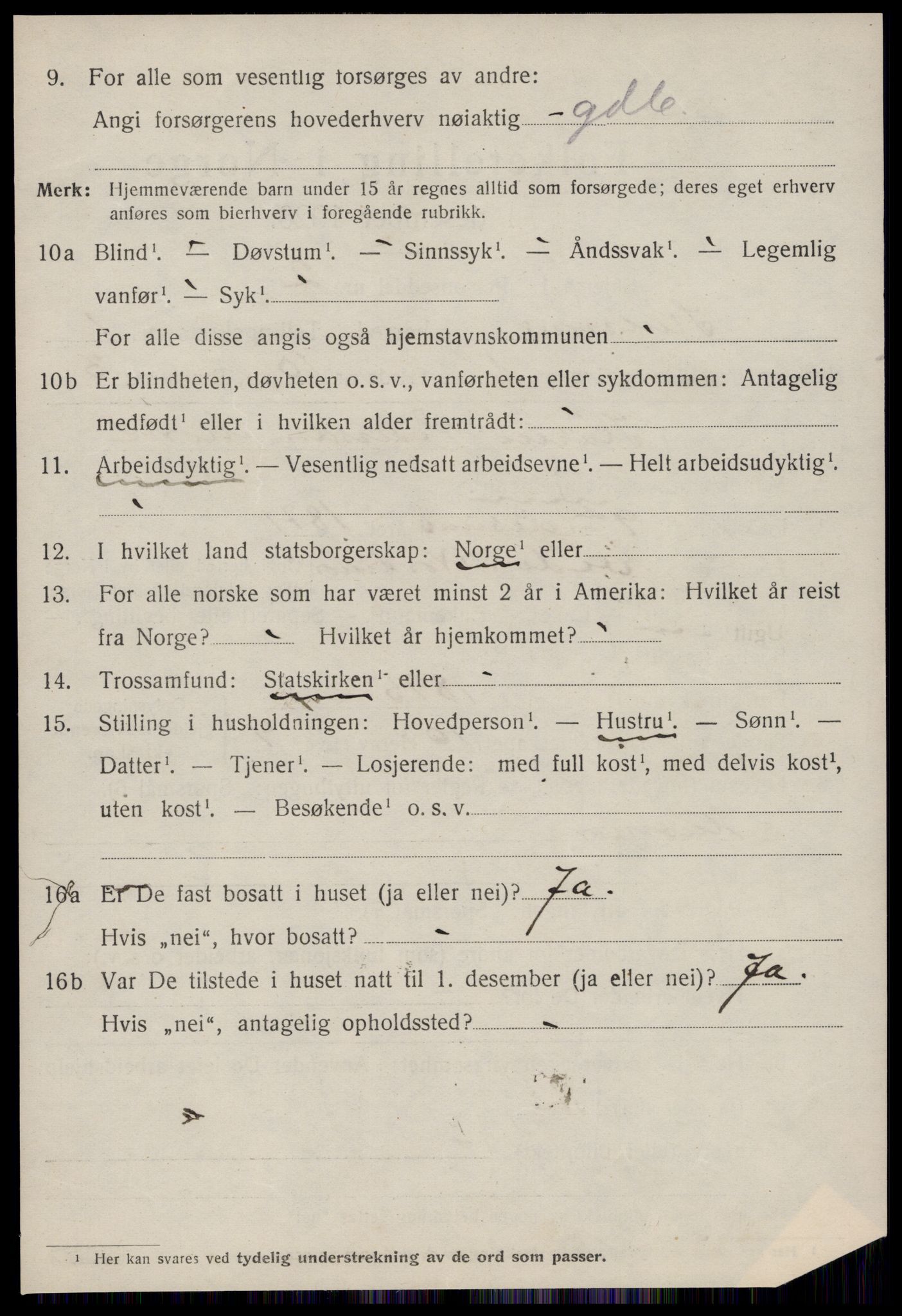 SAT, 1920 census for Kvernes, 1920, p. 286