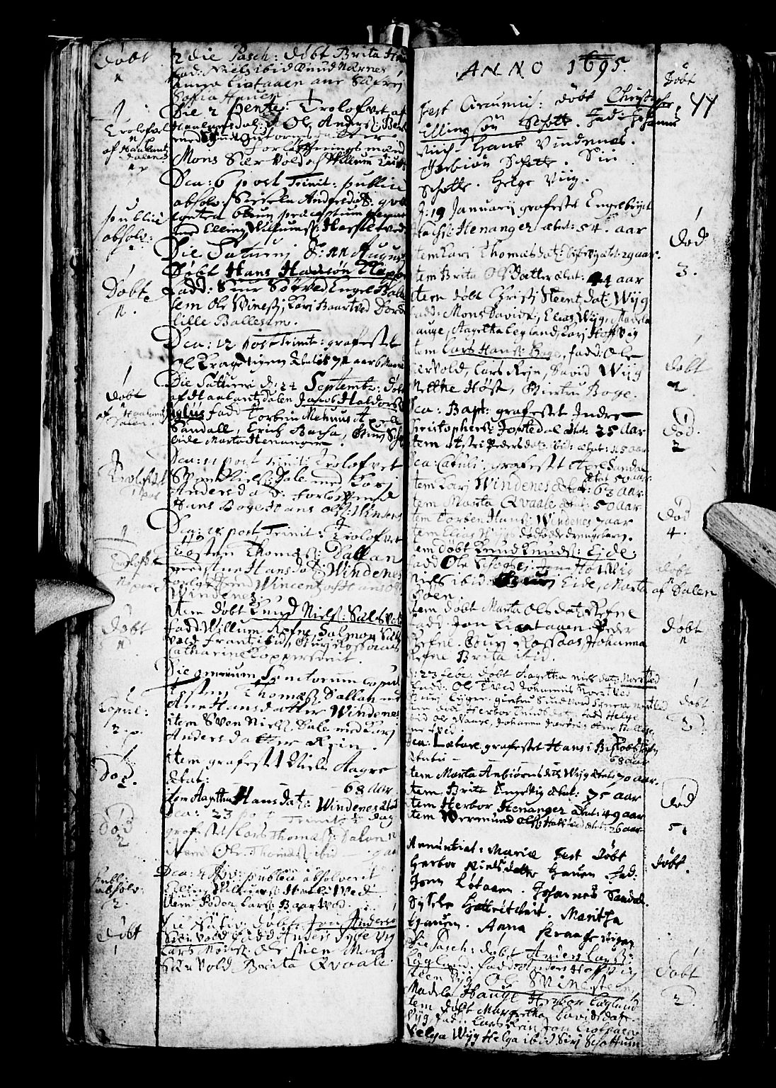 Os sokneprestembete, AV/SAB-A-99929: Parish register (official) no. A 5, 1669-1760, p. 44