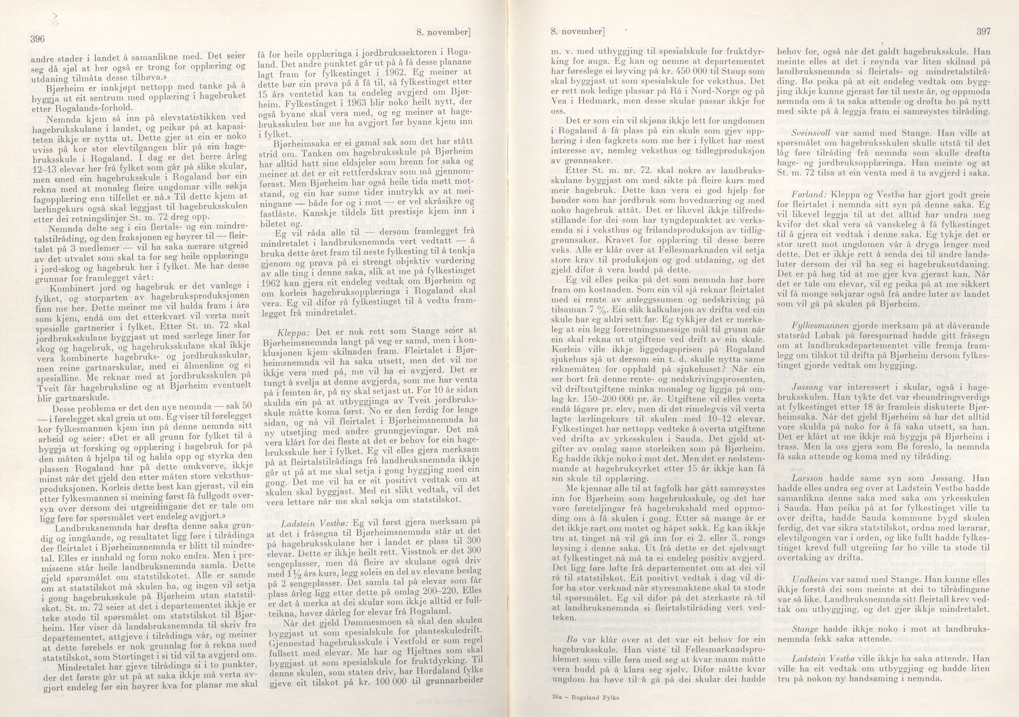 Rogaland fylkeskommune - Fylkesrådmannen , IKAR/A-900/A/Aa/Aaa/L0081: Møtebok , 1961, p. 396-397