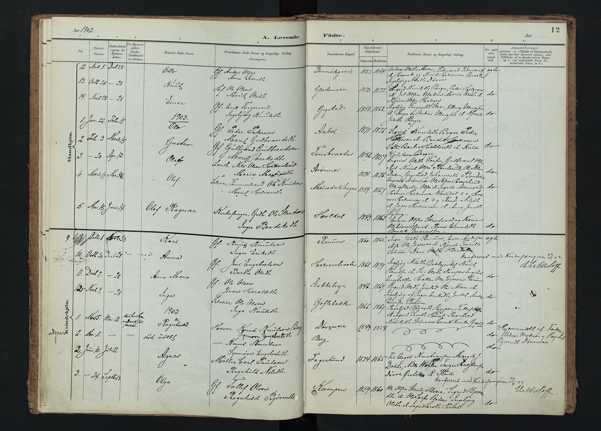 Nord-Aurdal prestekontor, SAH/PREST-132/H/Ha/Haa/L0015: Parish register (official) no. 15, 1896-1914, p. 12