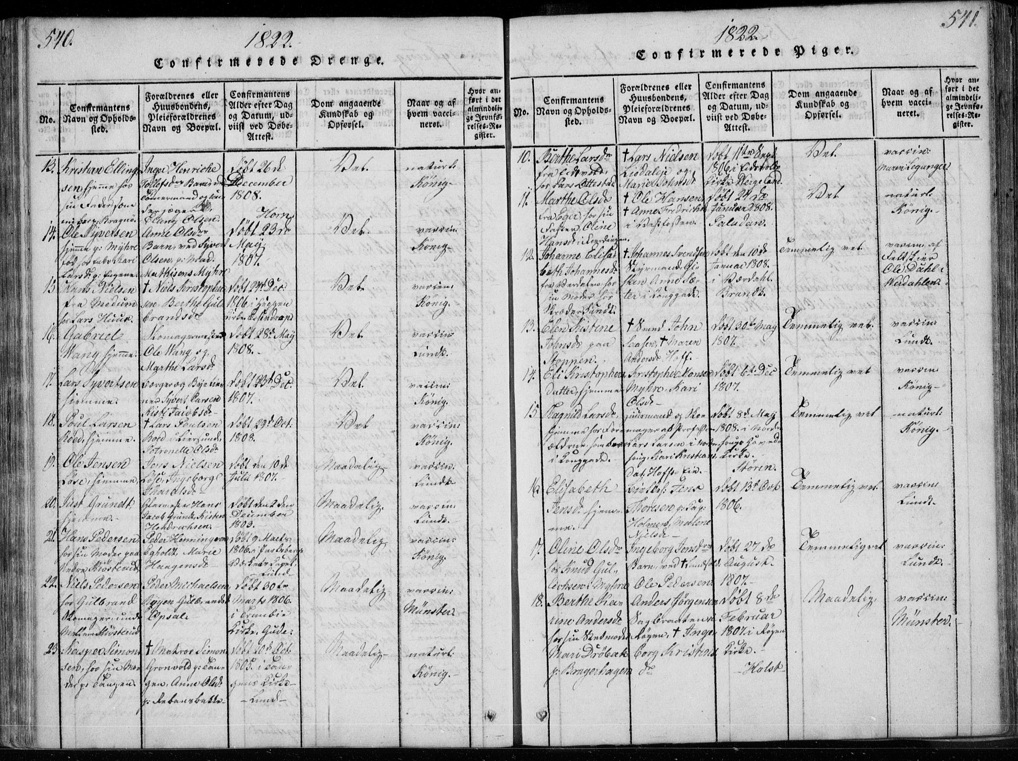 Bragernes kirkebøker, SAKO/A-6/F/Fa/L0007: Parish register (official) no. I 7, 1815-1829, p. 540-541
