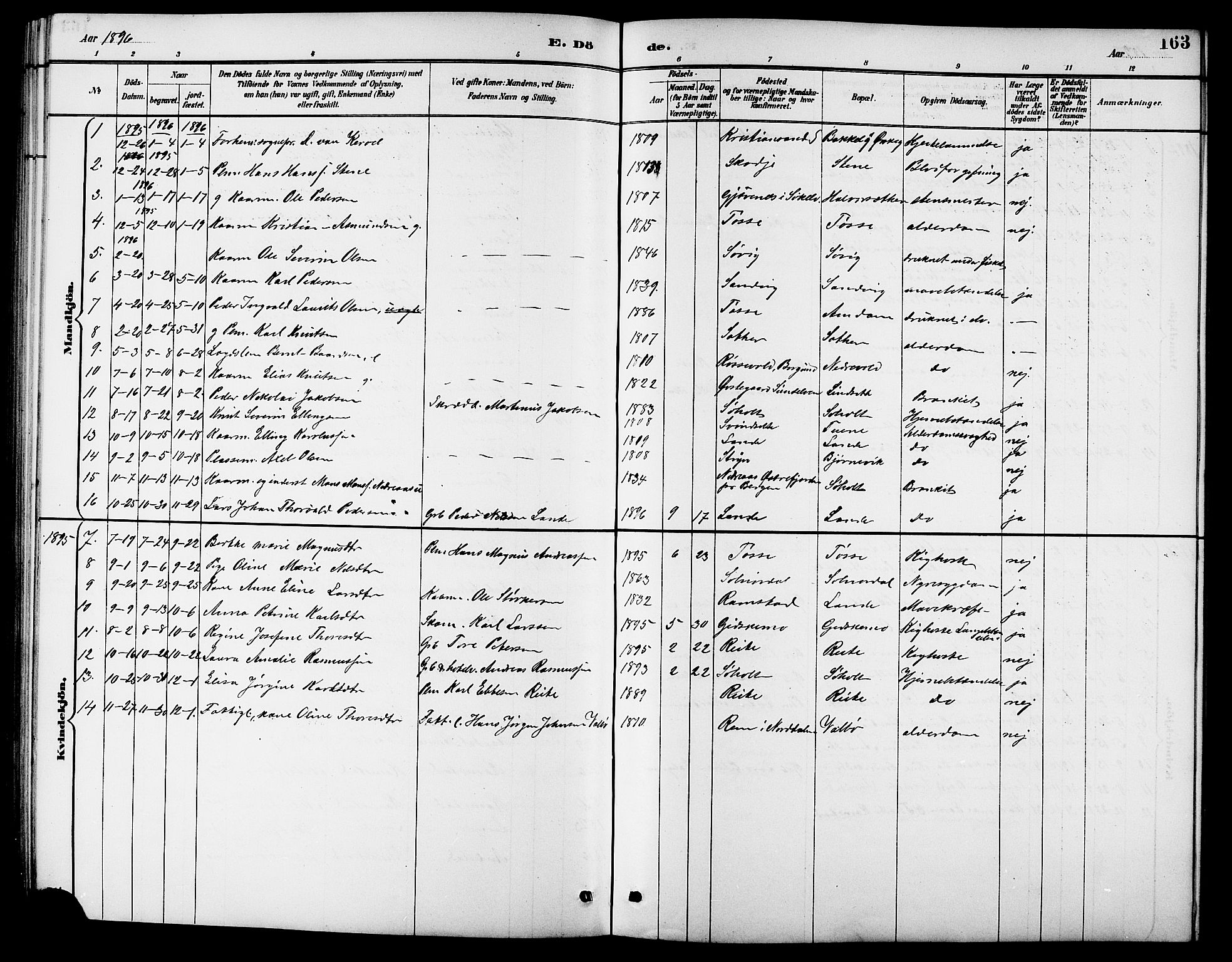 Ministerialprotokoller, klokkerbøker og fødselsregistre - Møre og Romsdal, AV/SAT-A-1454/522/L0327: Parish register (copy) no. 522C06, 1890-1915, p. 163