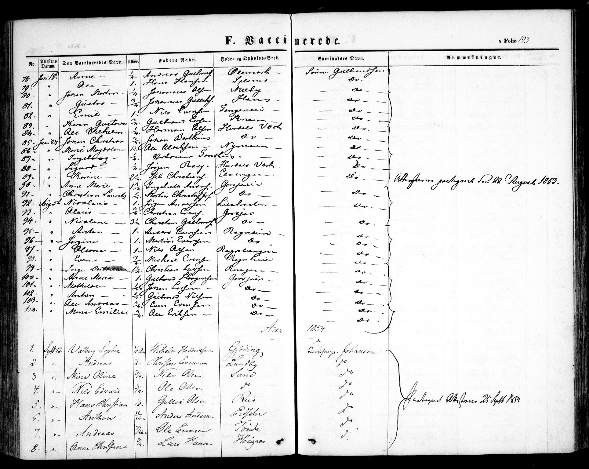 Hurdal prestekontor Kirkebøker, SAO/A-10889/F/Fa/L0005: Parish register (official) no. I 5, 1846-1859, p. 193