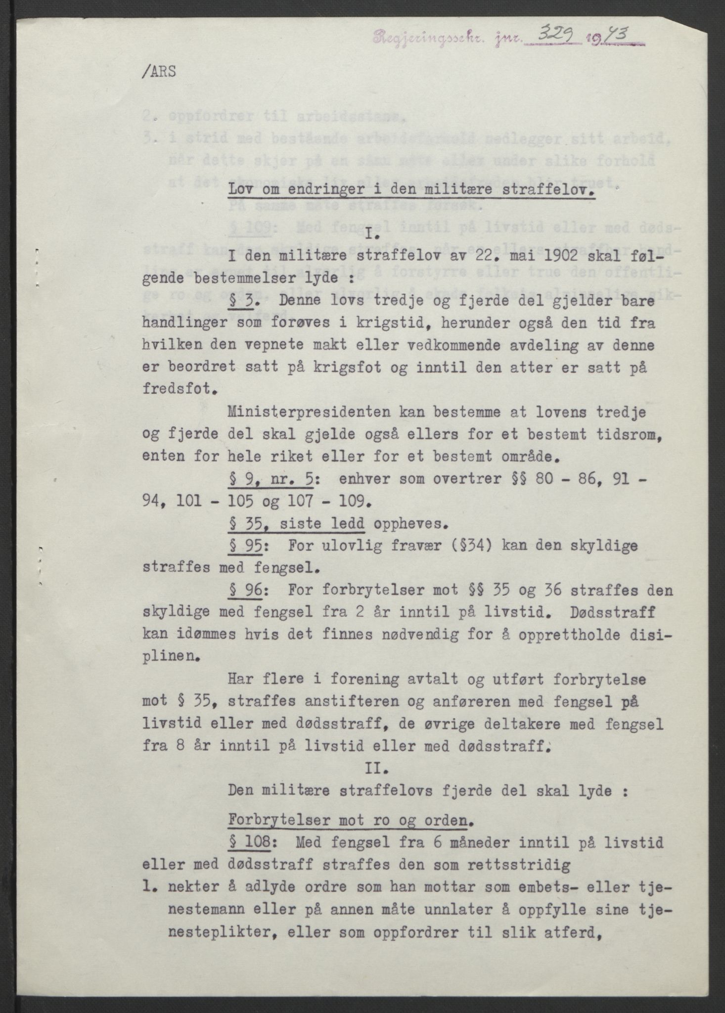 NS-administrasjonen 1940-1945 (Statsrådsekretariatet, de kommisariske statsråder mm), AV/RA-S-4279/D/Db/L0099: Lover, 1943, p. 645