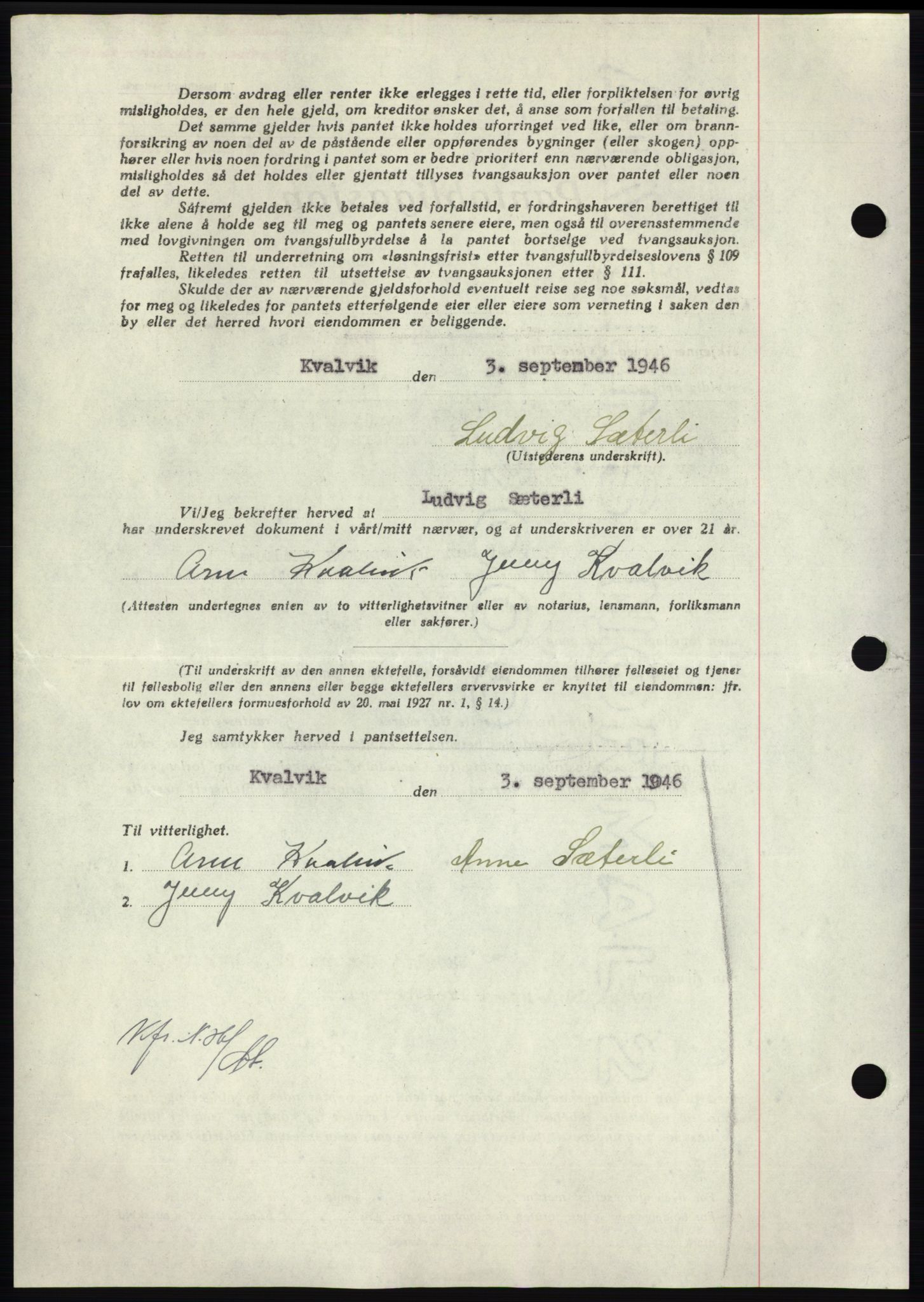 Nordmøre sorenskriveri, AV/SAT-A-4132/1/2/2Ca: Mortgage book no. B94, 1946-1946, Diary no: : 1754/1946