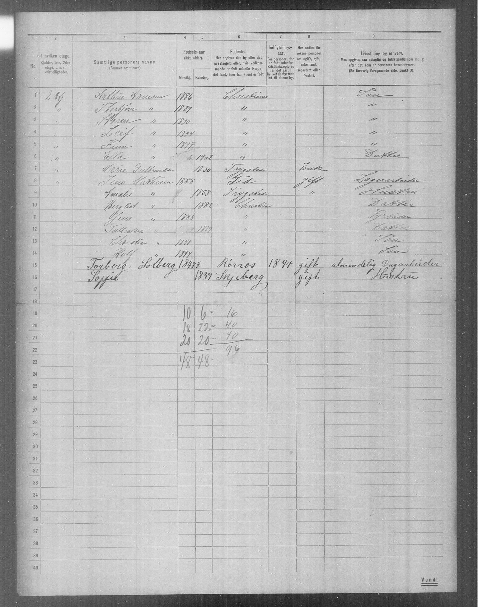 OBA, Municipal Census 1904 for Kristiania, 1904, p. 20069