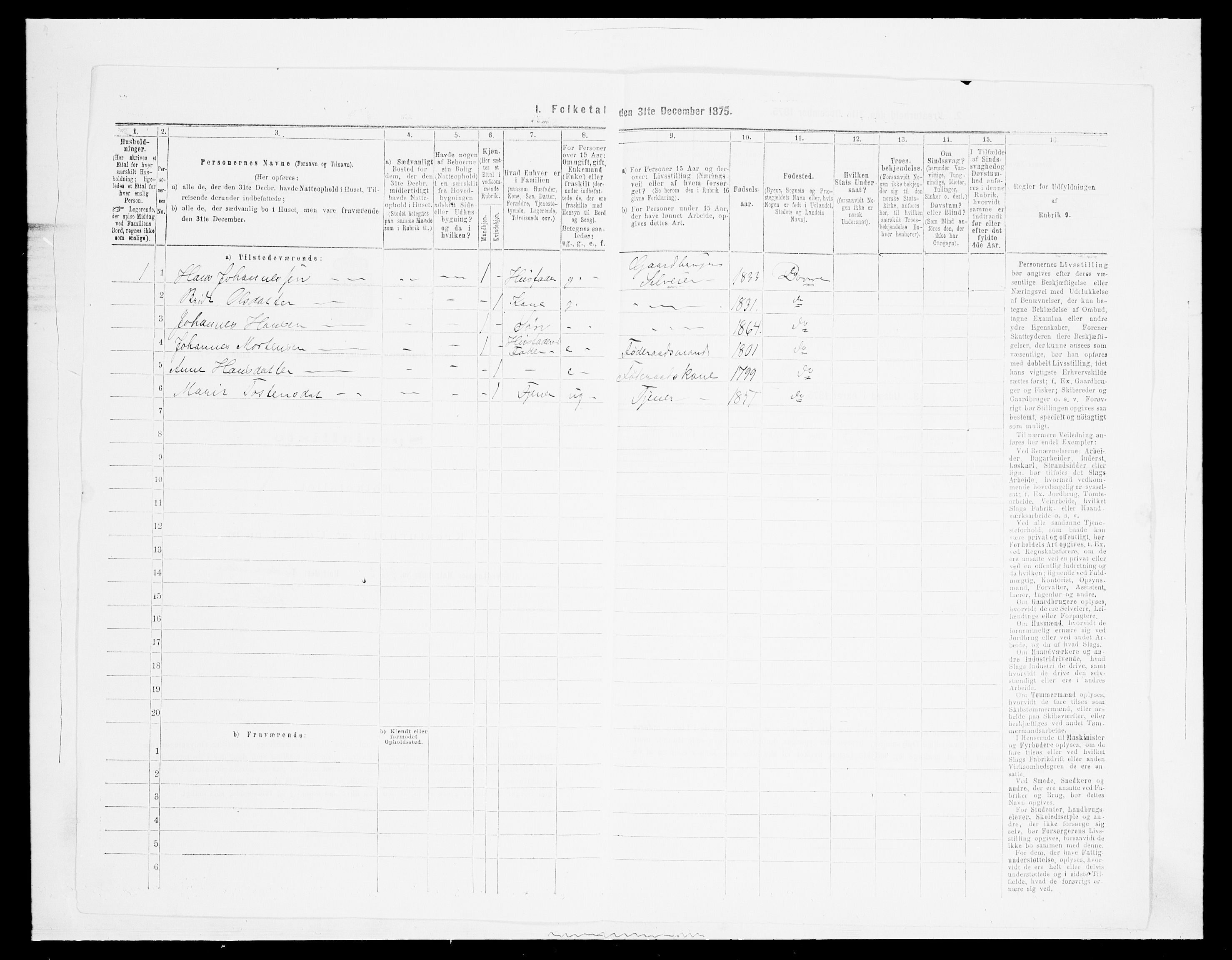 SAH, 1875 census for 0511P Dovre, 1875, p. 447