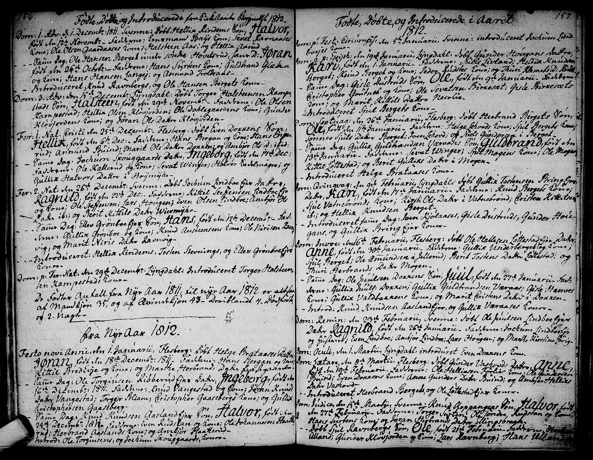 Flesberg kirkebøker, AV/SAKO-A-18/F/Fa/L0004: Parish register (official) no. I 4, 1788-1815, p. 156-157