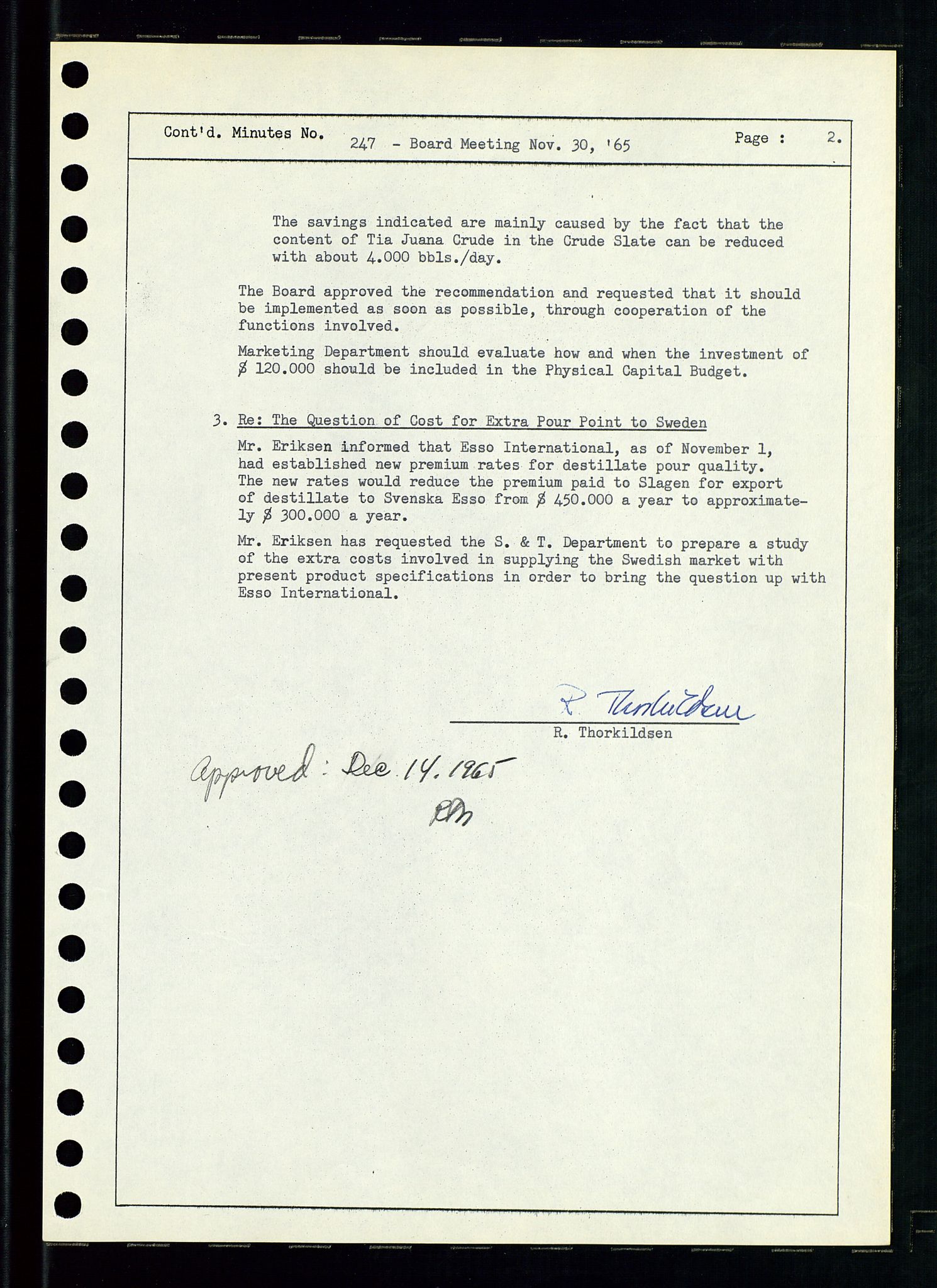 Pa 0982 - Esso Norge A/S, AV/SAST-A-100448/A/Aa/L0002/0001: Den administrerende direksjon Board minutes (styrereferater) / Den administrerende direksjon Board minutes (styrereferater), 1965, p. 16