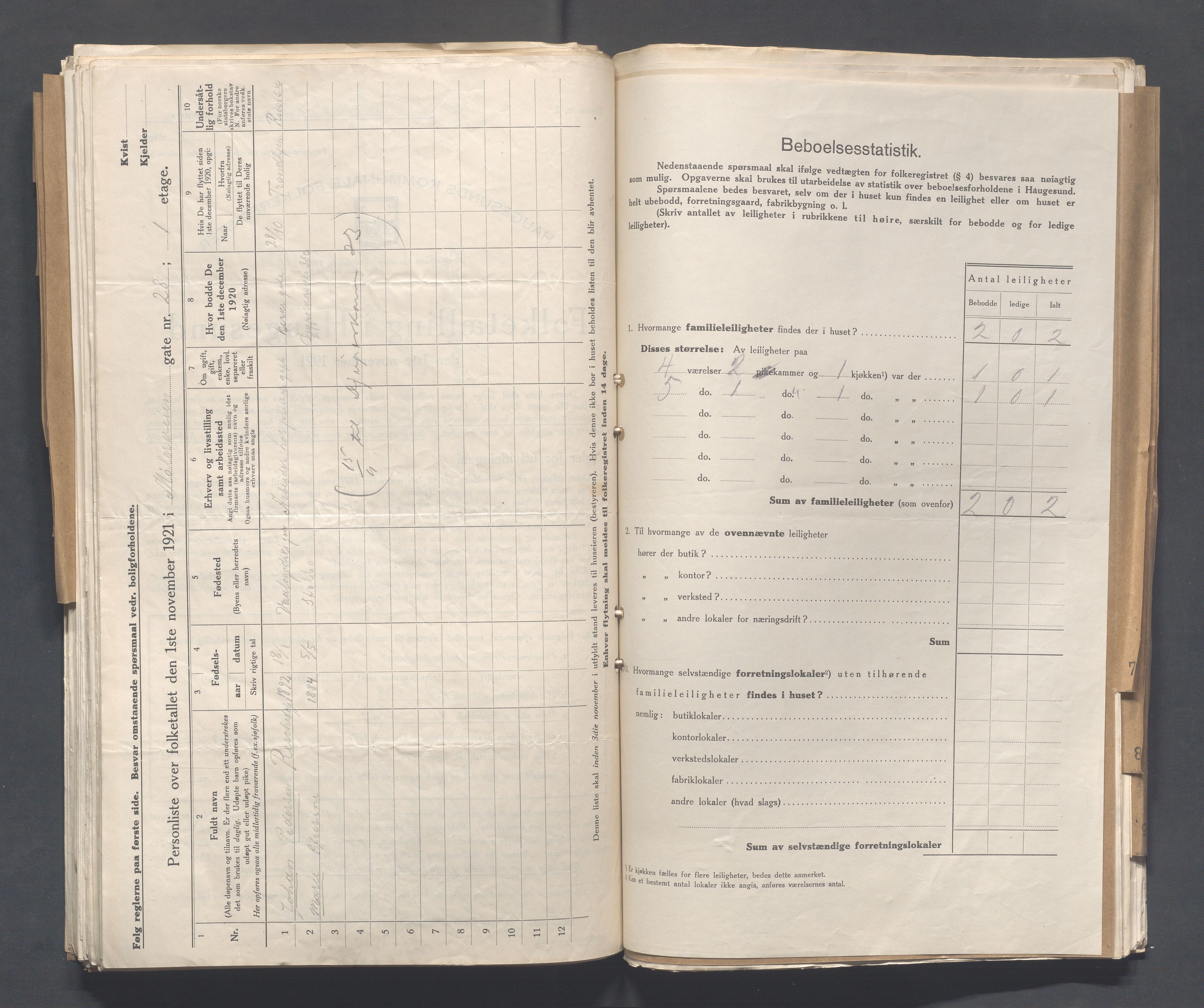 IKAR, Local census 1.11.1921 for Haugesund, 1921, p. 3139