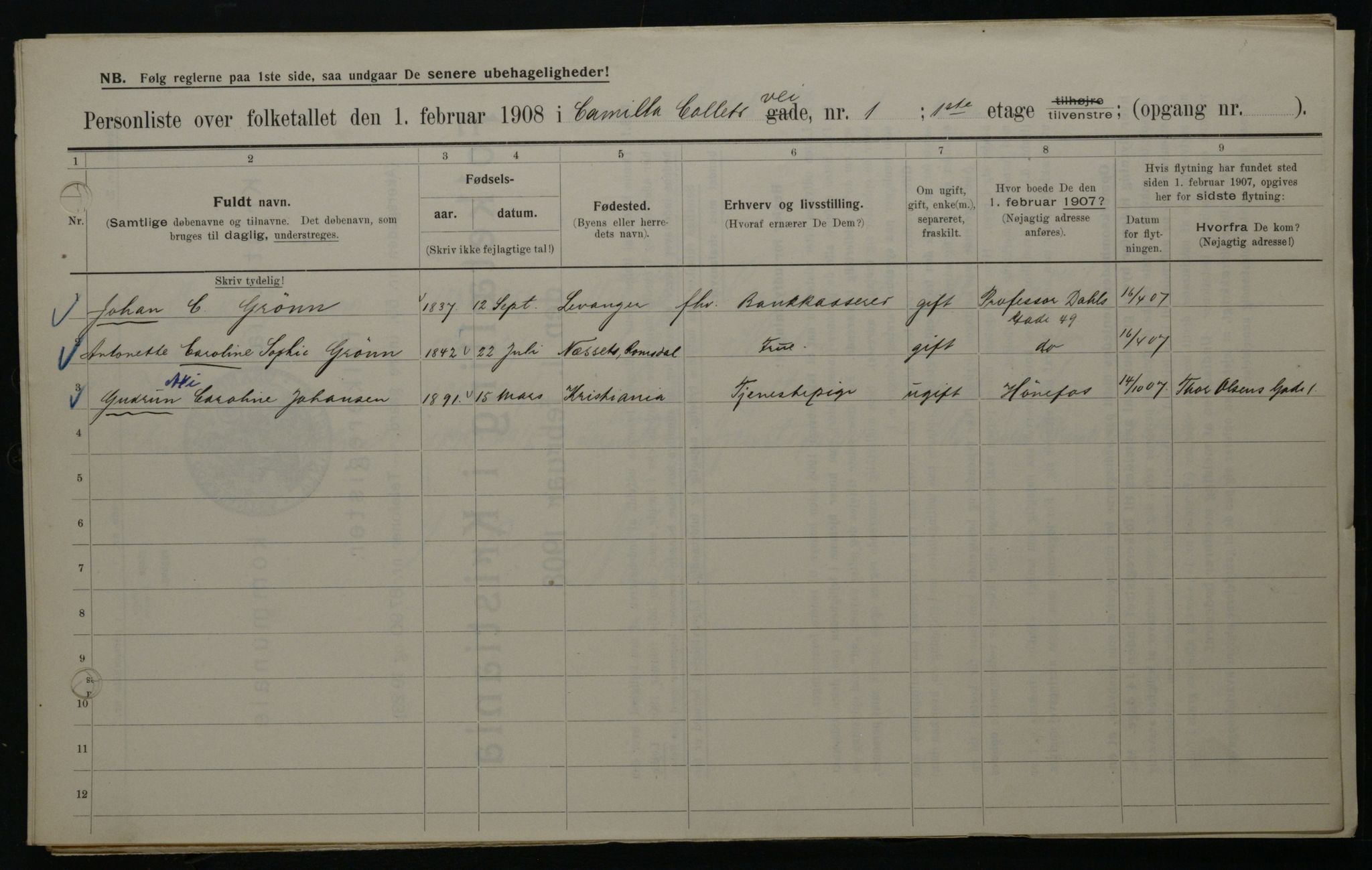 OBA, Municipal Census 1908 for Kristiania, 1908, p. 10863