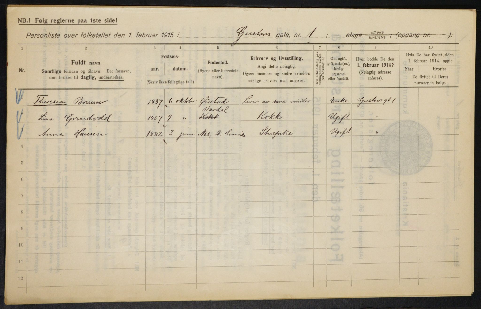 OBA, Municipal Census 1915 for Kristiania, 1915, p. 32037