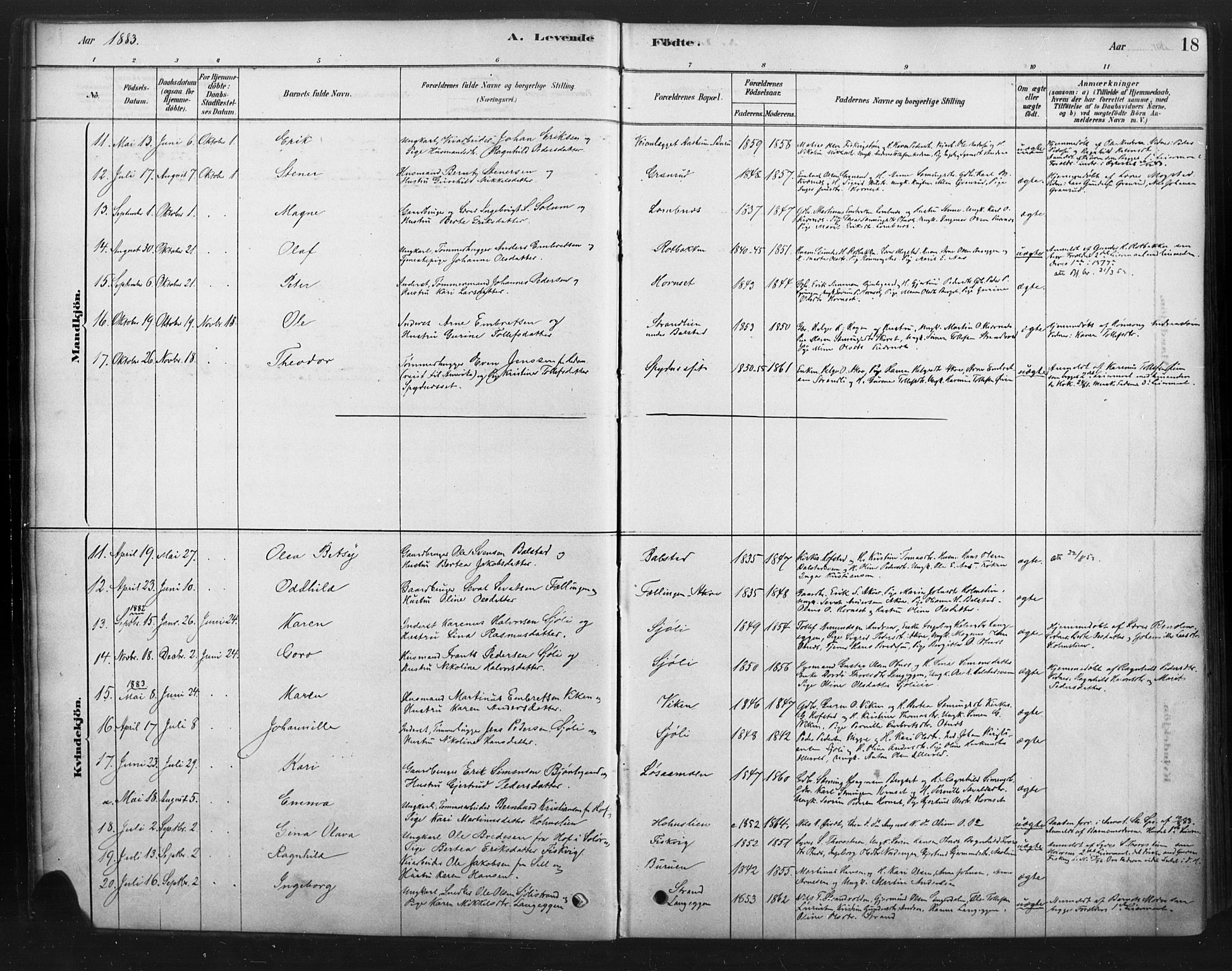 Rendalen prestekontor, AV/SAH-PREST-054/H/Ha/Haa/L0010: Parish register (official) no. 10, 1878-1901, p. 18