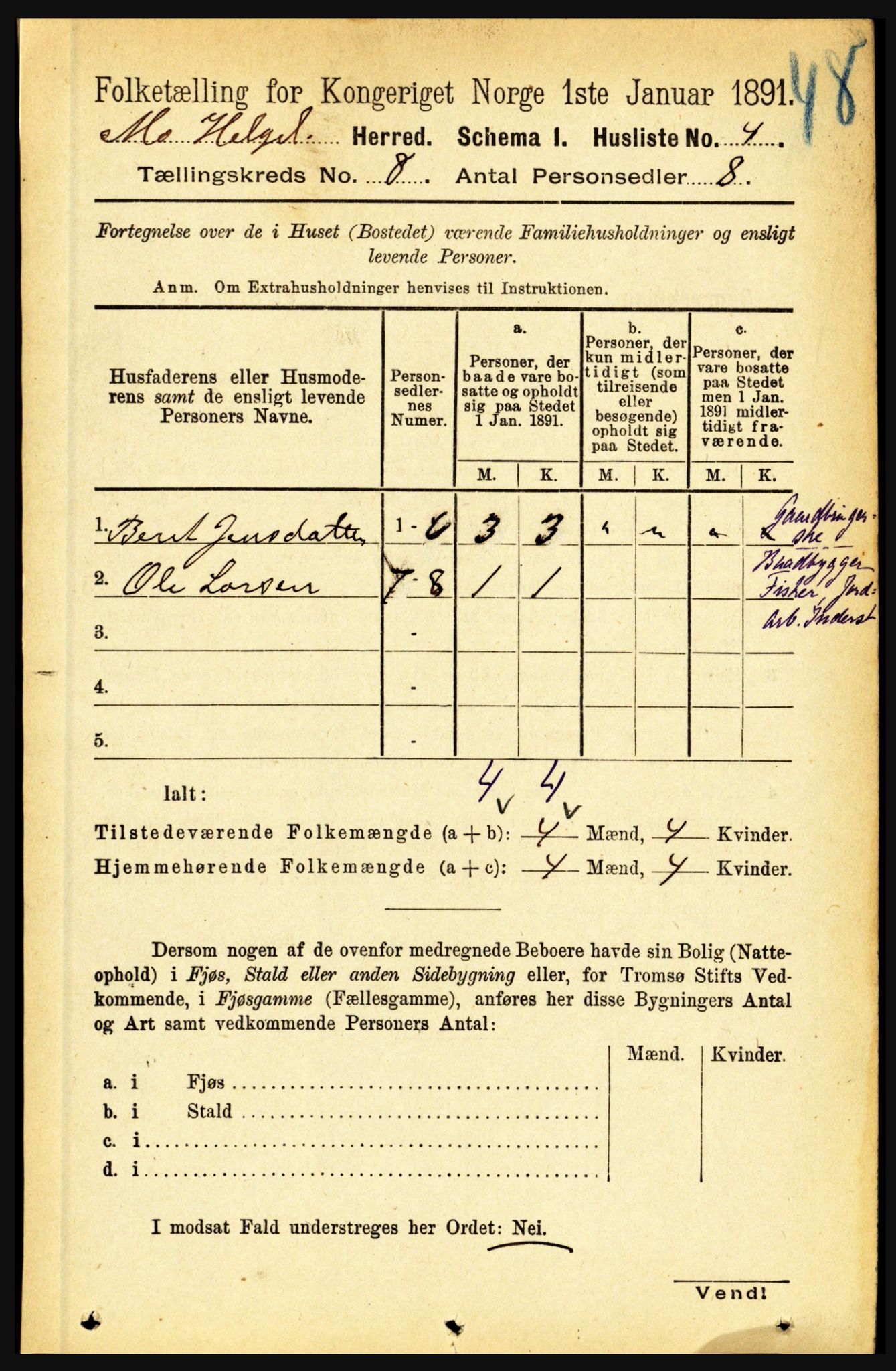 RA, 1891 census for 1833 Mo, 1891, p. 2850