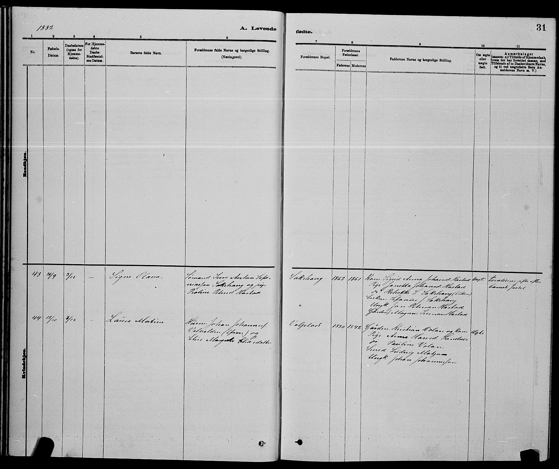 Ministerialprotokoller, klokkerbøker og fødselsregistre - Nord-Trøndelag, AV/SAT-A-1458/730/L0301: Parish register (copy) no. 730C04, 1880-1897, p. 31