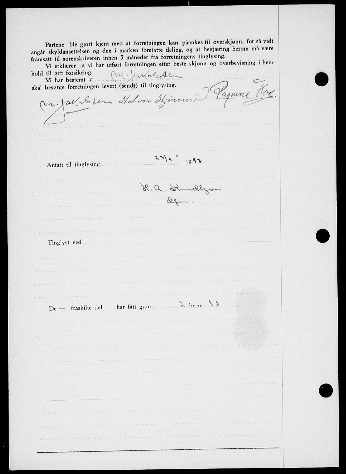 Onsøy sorenskriveri, SAO/A-10474/G/Ga/Gab/L0021: Mortgage book no. II A-21, 1947-1947, Diary no: : 2512/1947