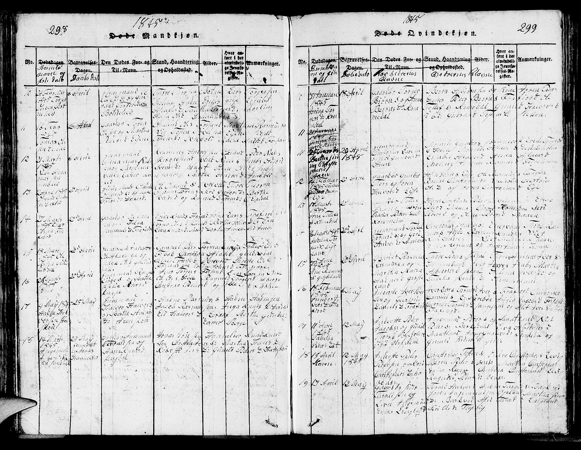 Strand sokneprestkontor, SAST/A-101828/H/Ha/Hab/L0002: Parish register (copy) no. B 2, 1816-1854, p. 298-299