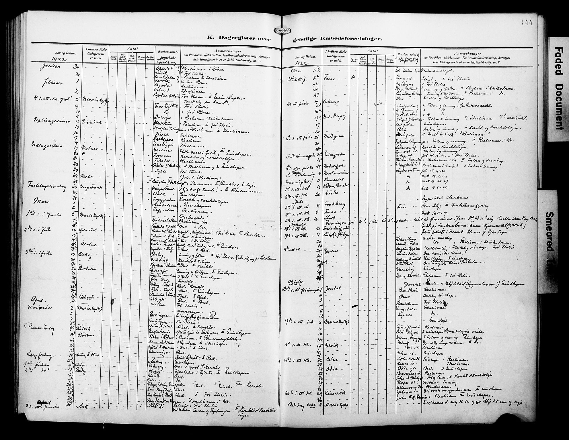 Arkivreferanse mangler*, SAB/-: Parish register (official) no. A 1, 1907-1928, p. 144