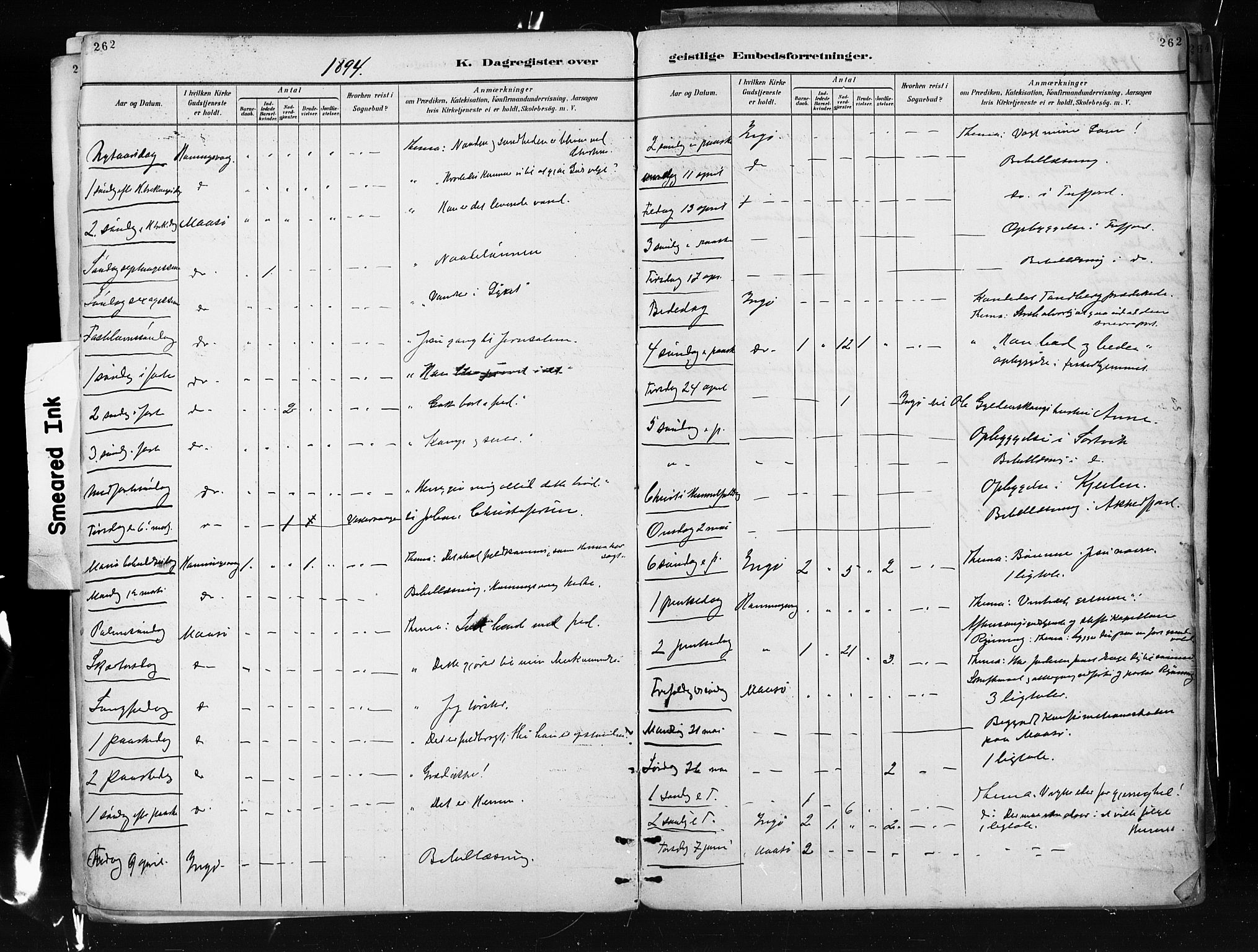 Måsøy sokneprestkontor, SATØ/S-1348/H/Ha/L0005kirke: Parish register (official) no. 5, 1892-1902, p. 262