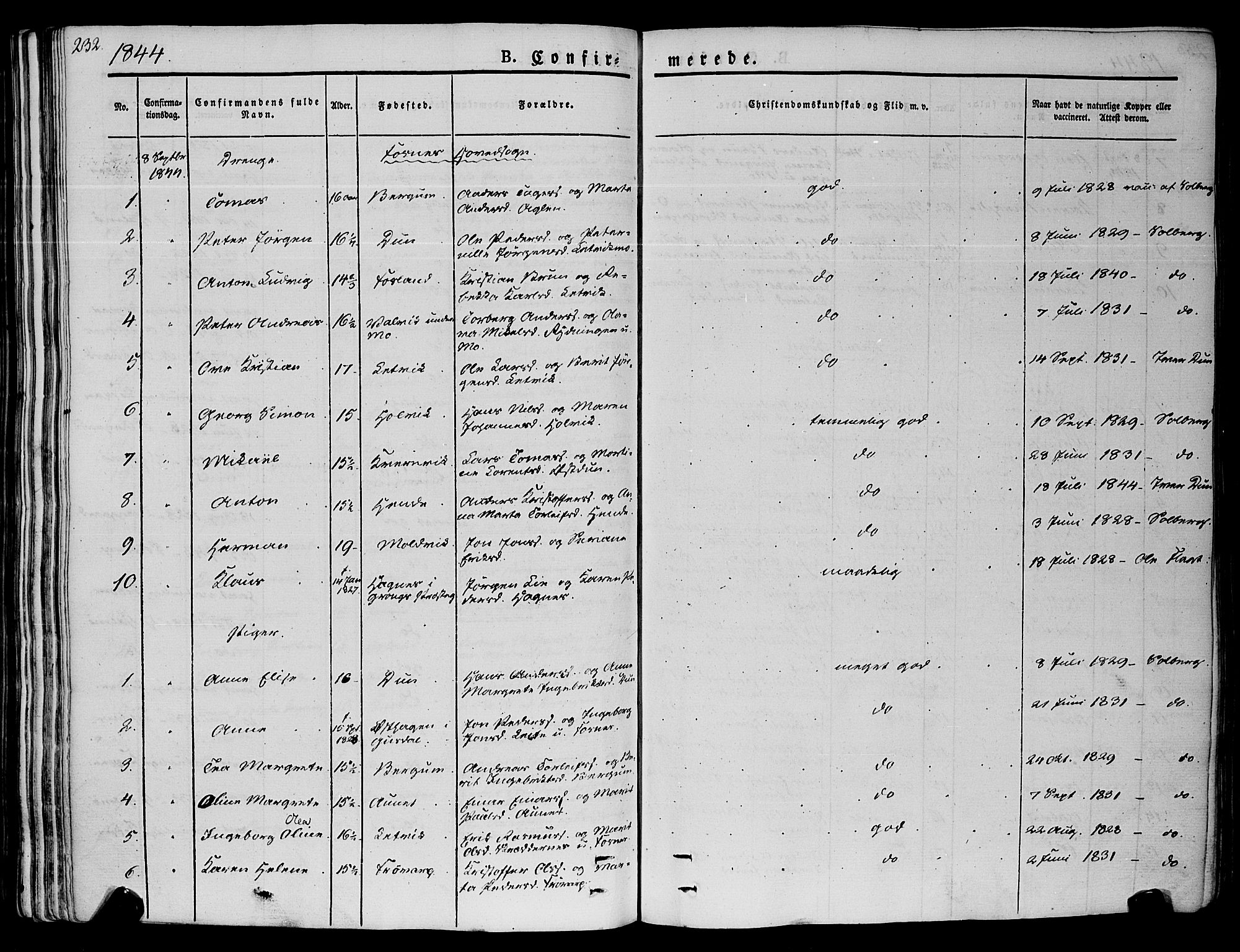 Ministerialprotokoller, klokkerbøker og fødselsregistre - Nord-Trøndelag, SAT/A-1458/773/L0614: Parish register (official) no. 773A05, 1831-1856, p. 232