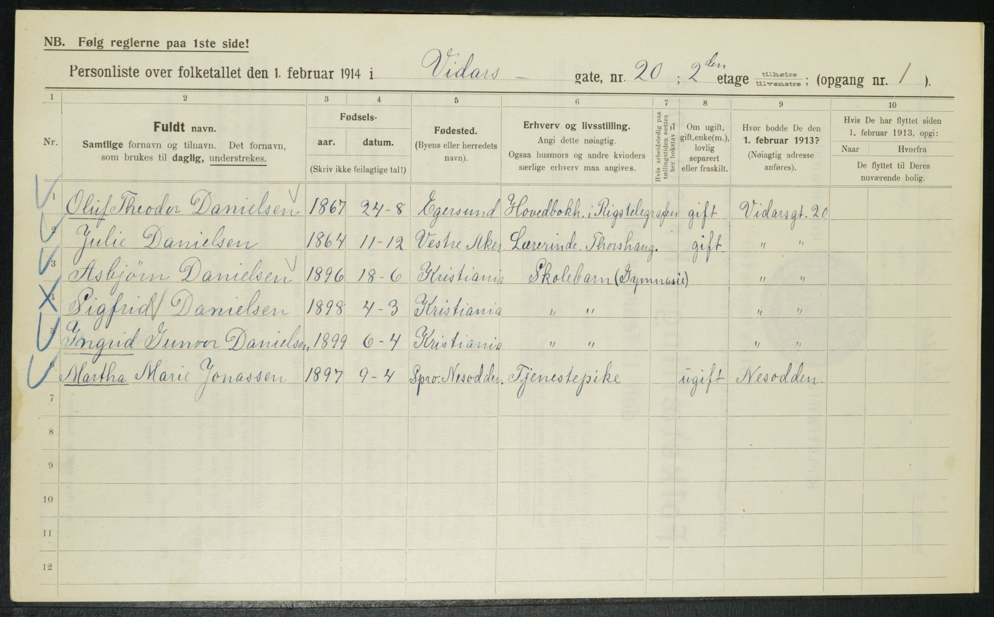 OBA, Municipal Census 1914 for Kristiania, 1914, p. 124736