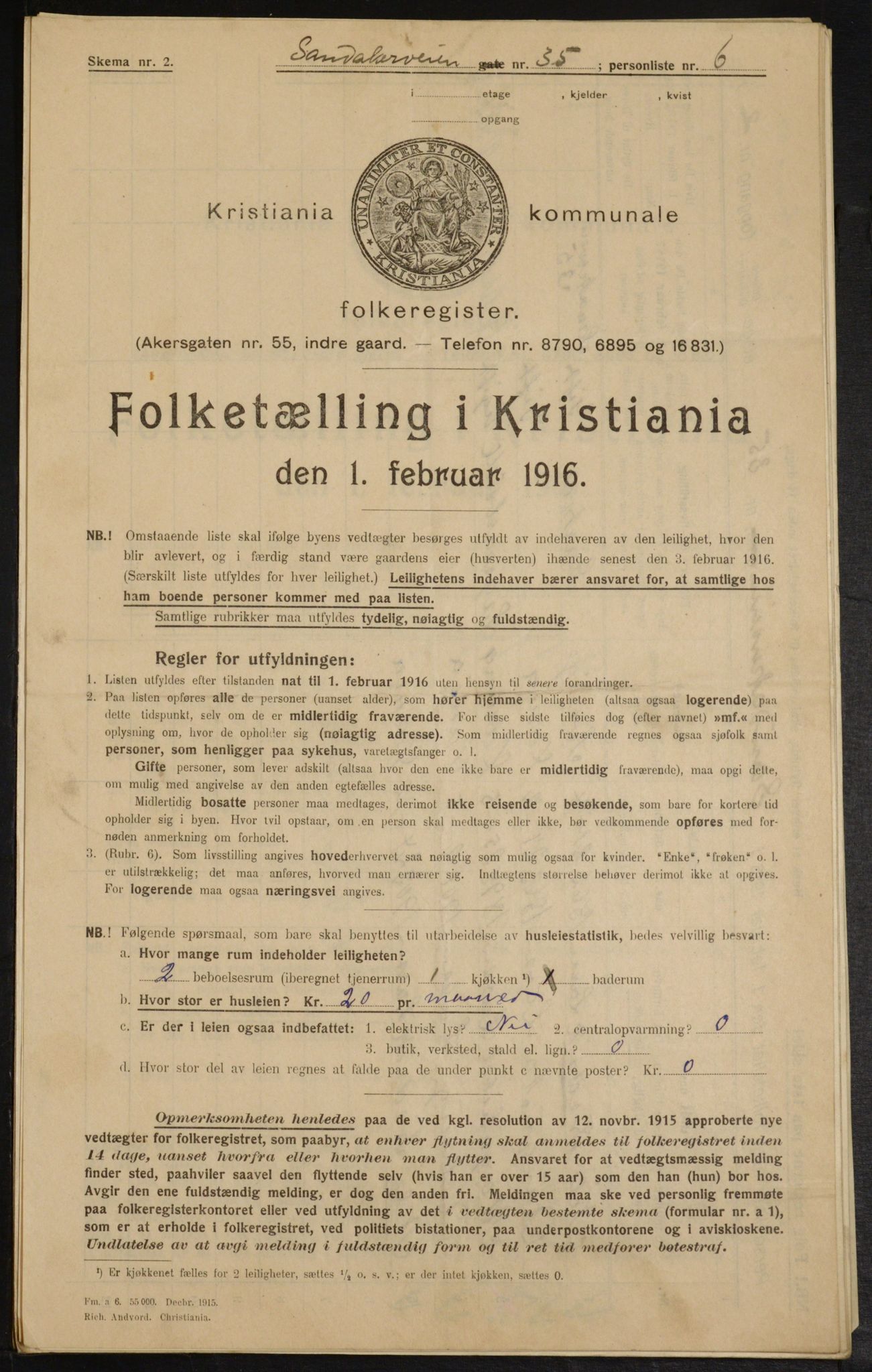 OBA, Municipal Census 1916 for Kristiania, 1916, p. 89288