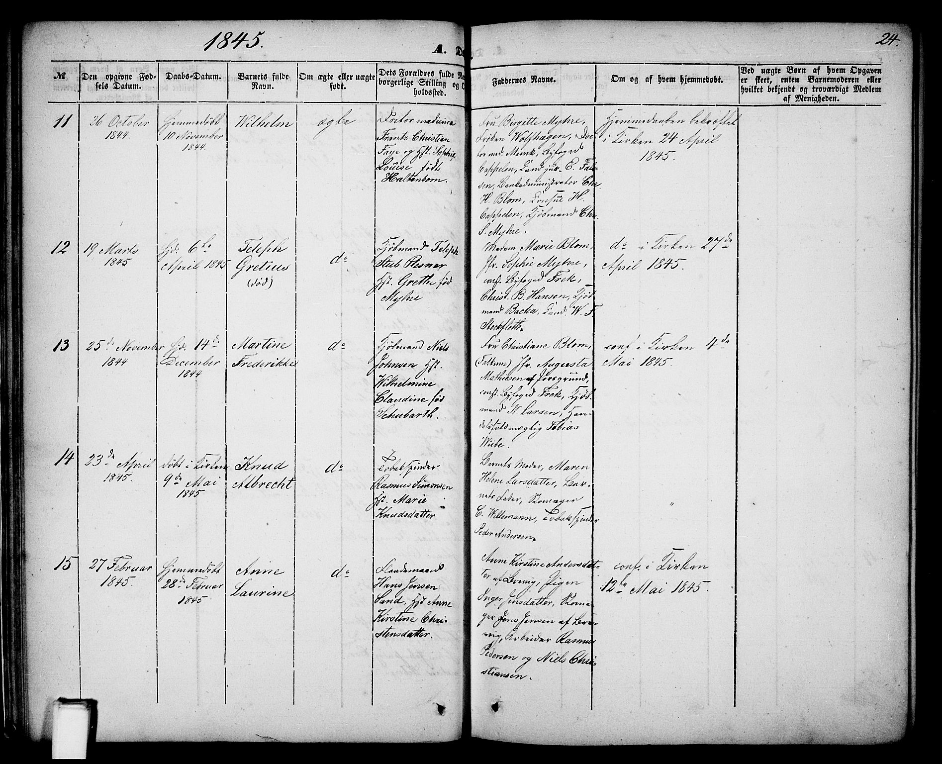 Skien kirkebøker, SAKO/A-302/G/Ga/L0004: Parish register (copy) no. 4, 1843-1867, p. 24