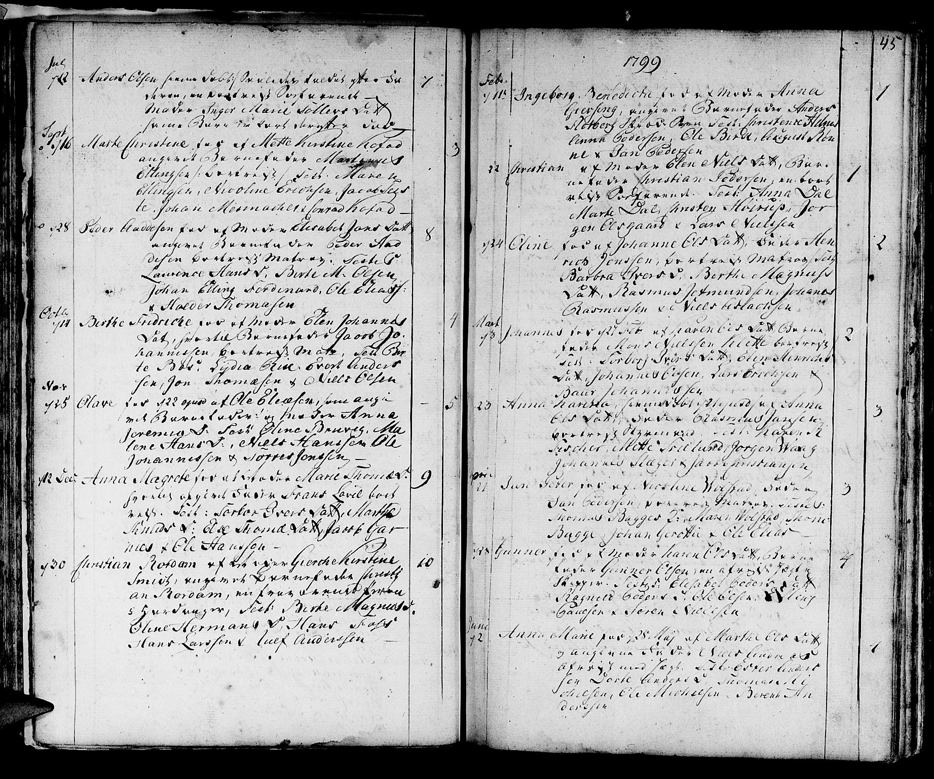 Domkirken sokneprestembete, SAB/A-74801/H/Haa/L0004: Parish register (official) no. A 4, 1763-1820, p. 45