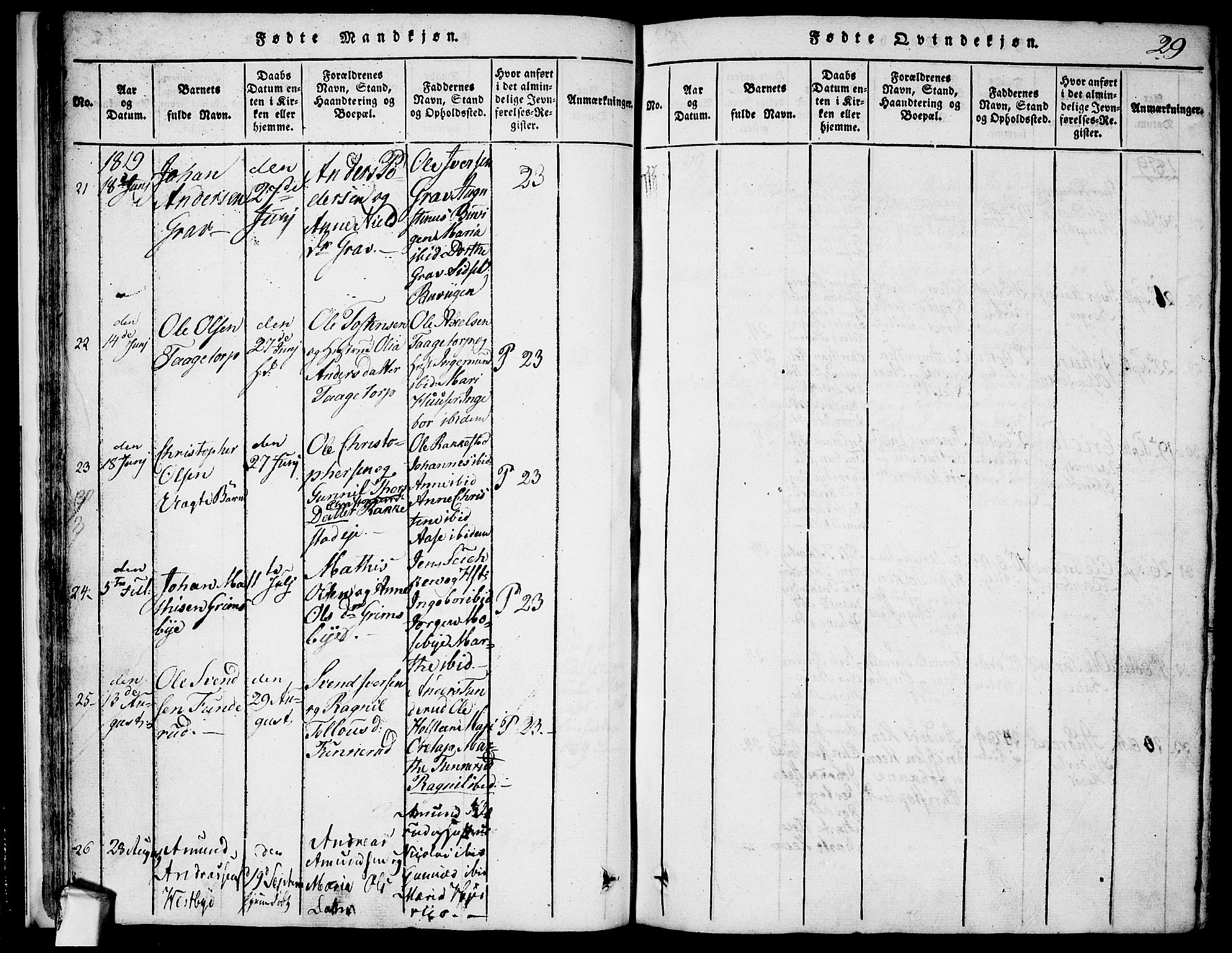 Rødenes prestekontor Kirkebøker, AV/SAO-A-2005/F/Fa/L0004: Parish register (official) no. I 4, 1814-1838, p. 29