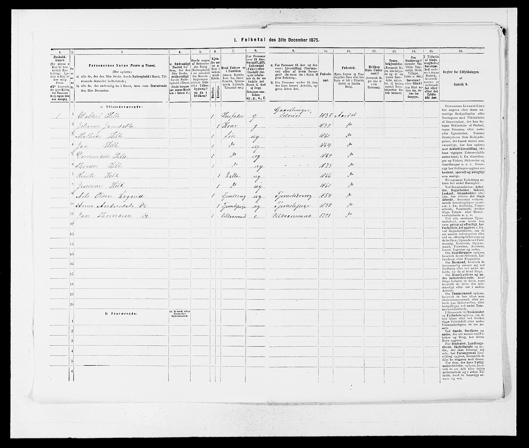 SAB, 1875 census for 1424P Årdal, 1875, p. 179