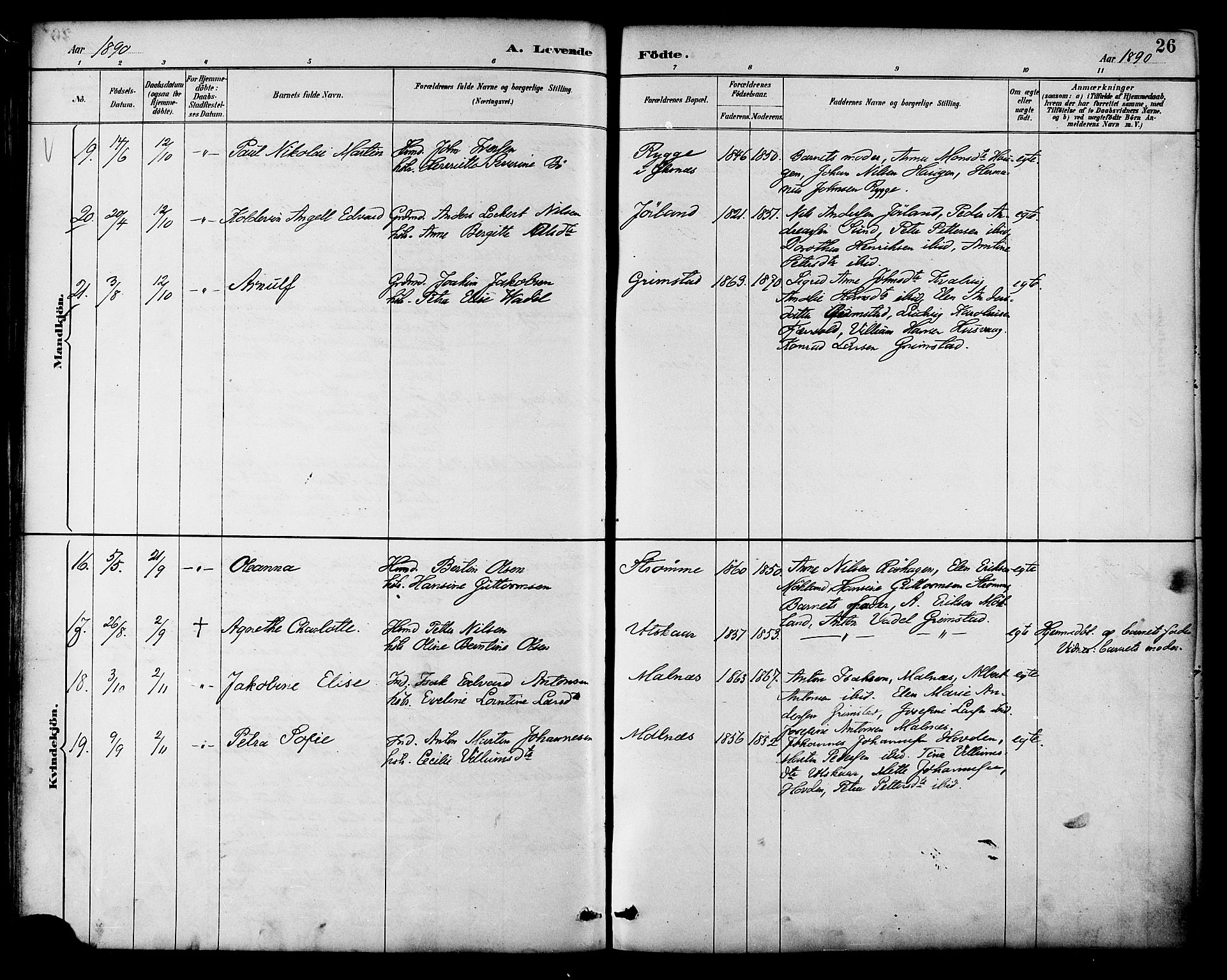 Ministerialprotokoller, klokkerbøker og fødselsregistre - Nordland, AV/SAT-A-1459/892/L1320: Parish register (official) no. 892A01, 1886-1901, p. 26