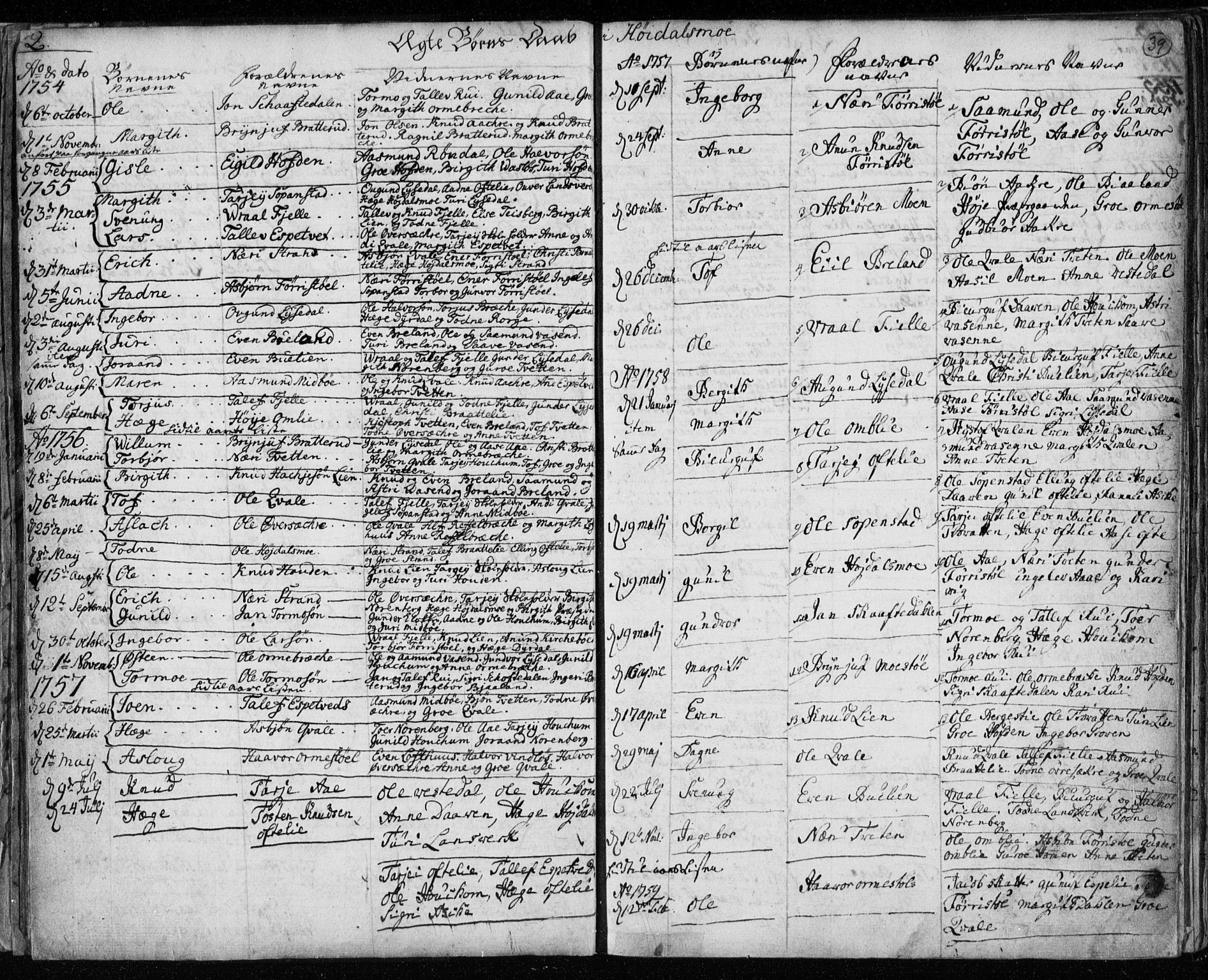 Lårdal kirkebøker, SAKO/A-284/F/Fa/L0003: Parish register (official) no. I 3, 1754-1790, p. 39