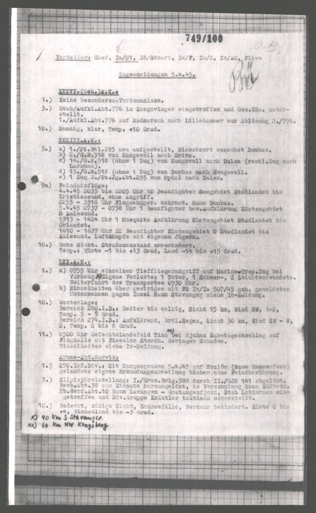 Forsvarets Overkommando. 2 kontor. Arkiv 11.4. Spredte tyske arkivsaker, AV/RA-RAFA-7031/D/Dar/Dara/L0004: Krigsdagbøker for 20. Gebirgs-Armee-Oberkommando (AOK 20), 1945, p. 385