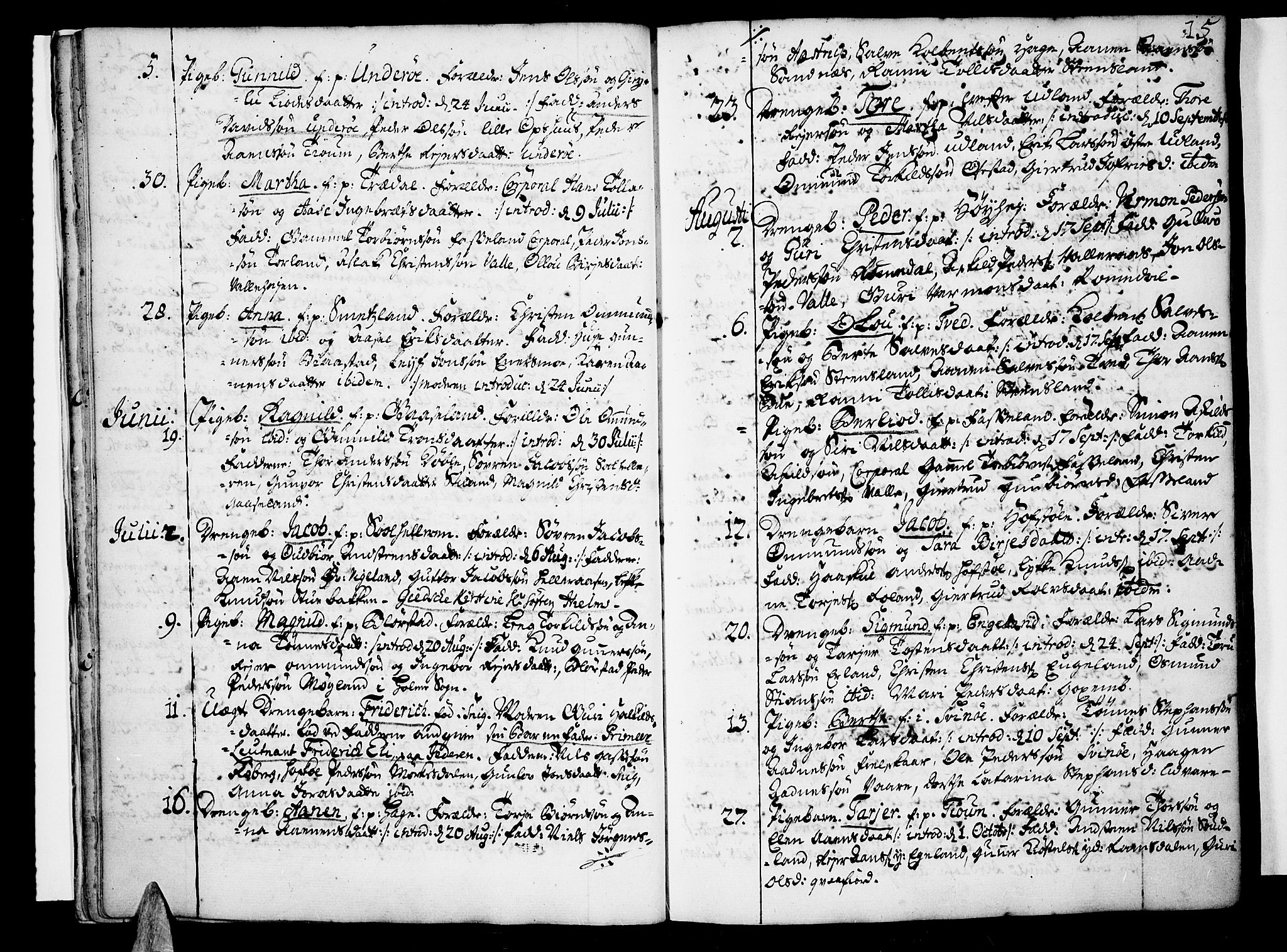 Sør-Audnedal sokneprestkontor, AV/SAK-1111-0039/F/Fa/Fab/L0001: Parish register (official) no. A 1 /1, 1726-1766, p. 15