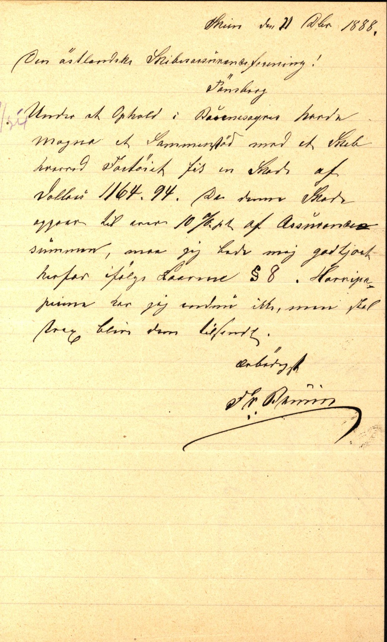 Pa 63 - Østlandske skibsassuranceforening, VEMU/A-1079/G/Ga/L0022/0008: Havaridokumenter / Magna av Haugesund, Marie, Mars, Mary, Mizpa, 1888, p. 3