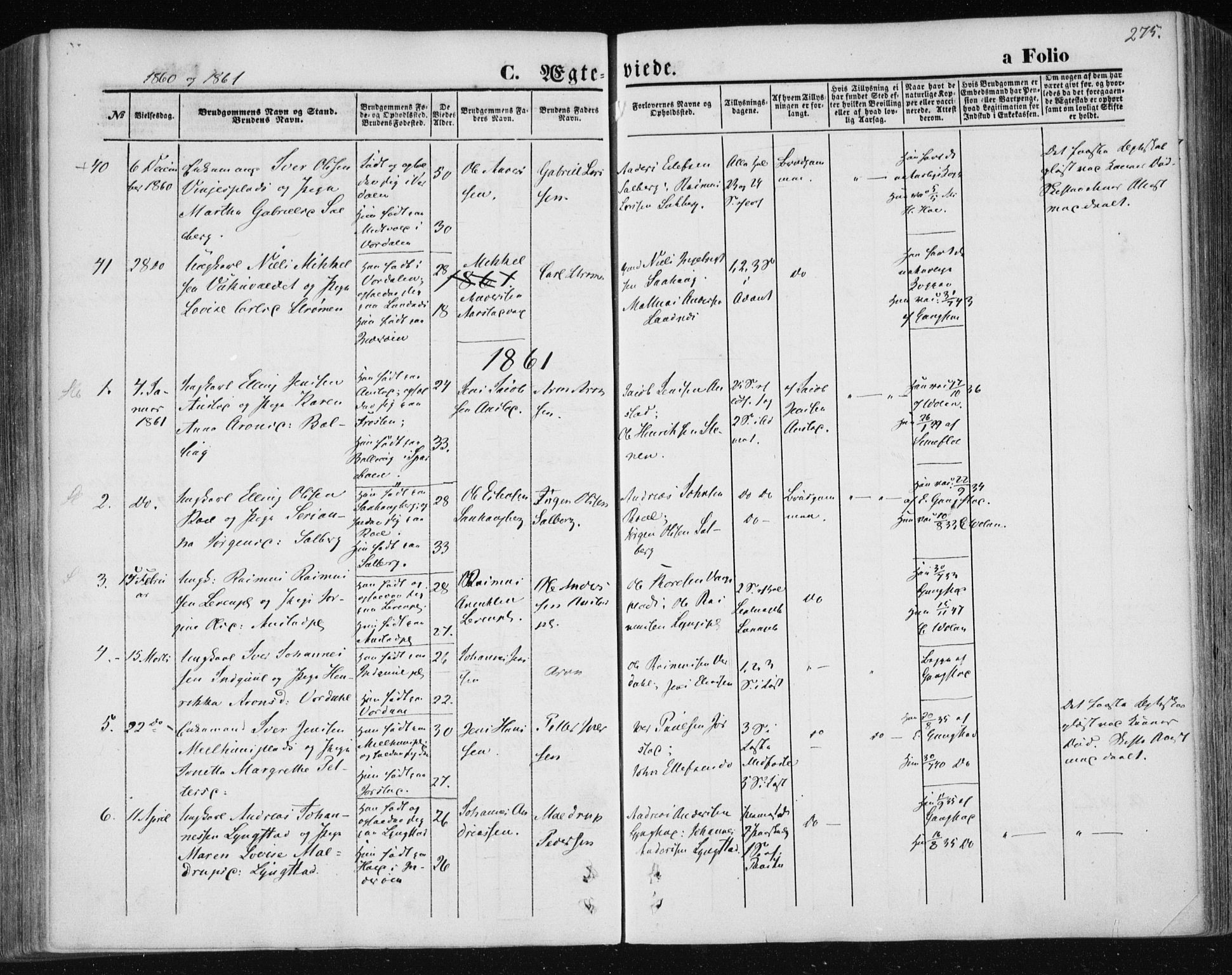 Ministerialprotokoller, klokkerbøker og fødselsregistre - Nord-Trøndelag, SAT/A-1458/730/L0283: Parish register (official) no. 730A08, 1855-1865, p. 275