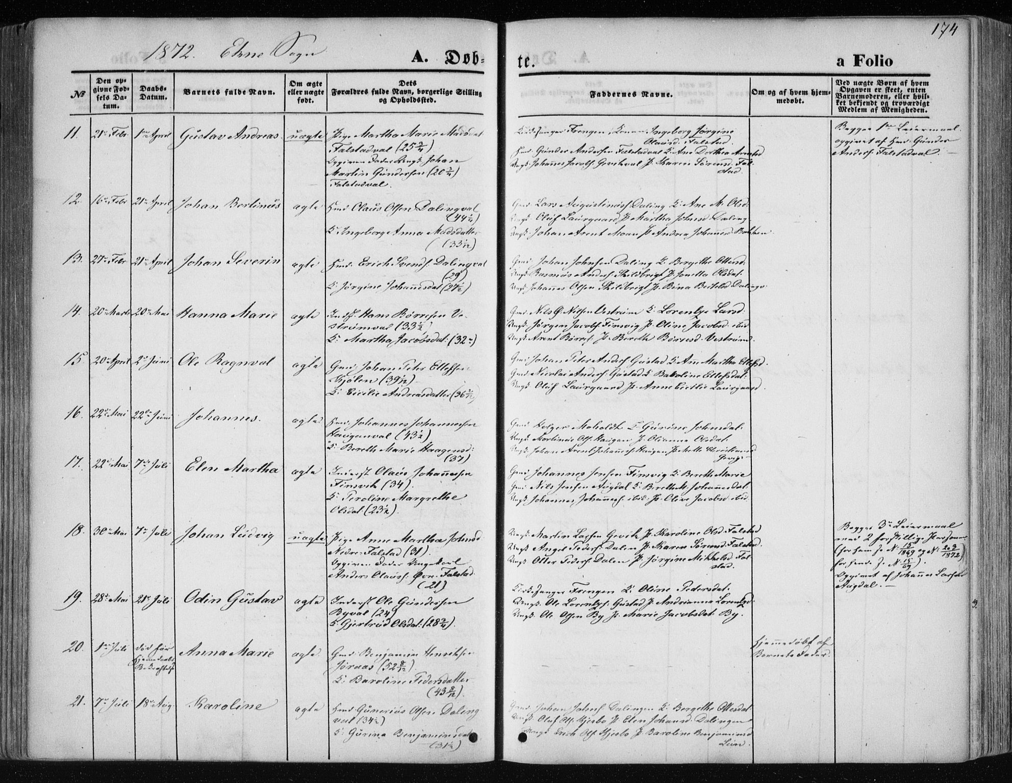 Ministerialprotokoller, klokkerbøker og fødselsregistre - Nord-Trøndelag, AV/SAT-A-1458/717/L0158: Parish register (official) no. 717A08 /2, 1863-1877, p. 174