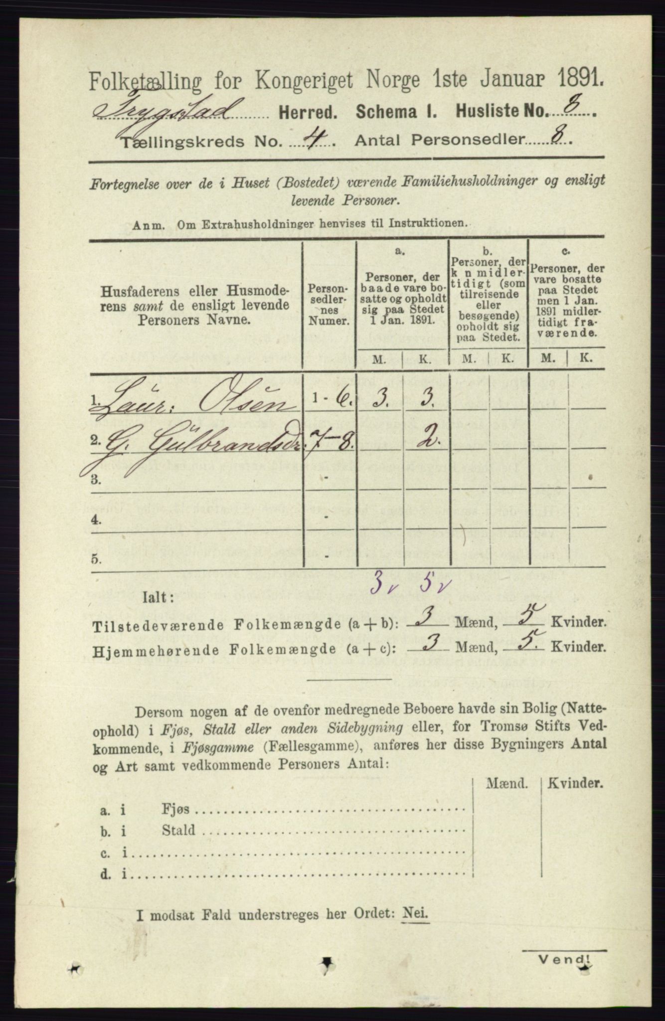 RA, 1891 Census for 0122 Trøgstad, 1891, p. 1522