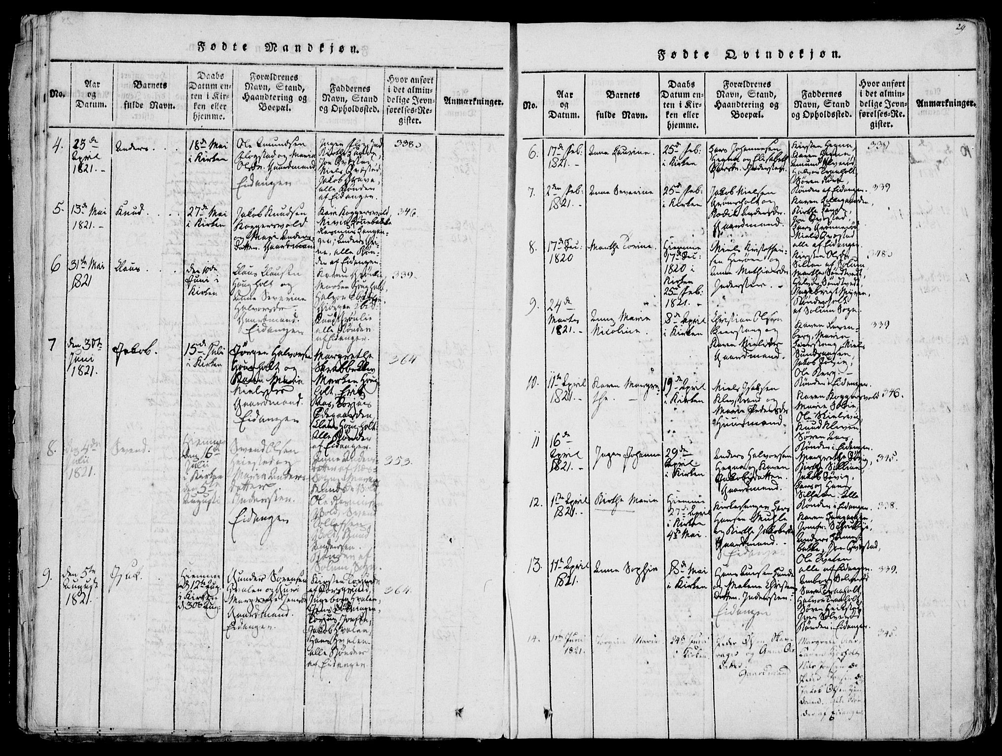 Eidanger kirkebøker, SAKO/A-261/F/Fa/L0007: Parish register (official) no. 7, 1814-1831, p. 29