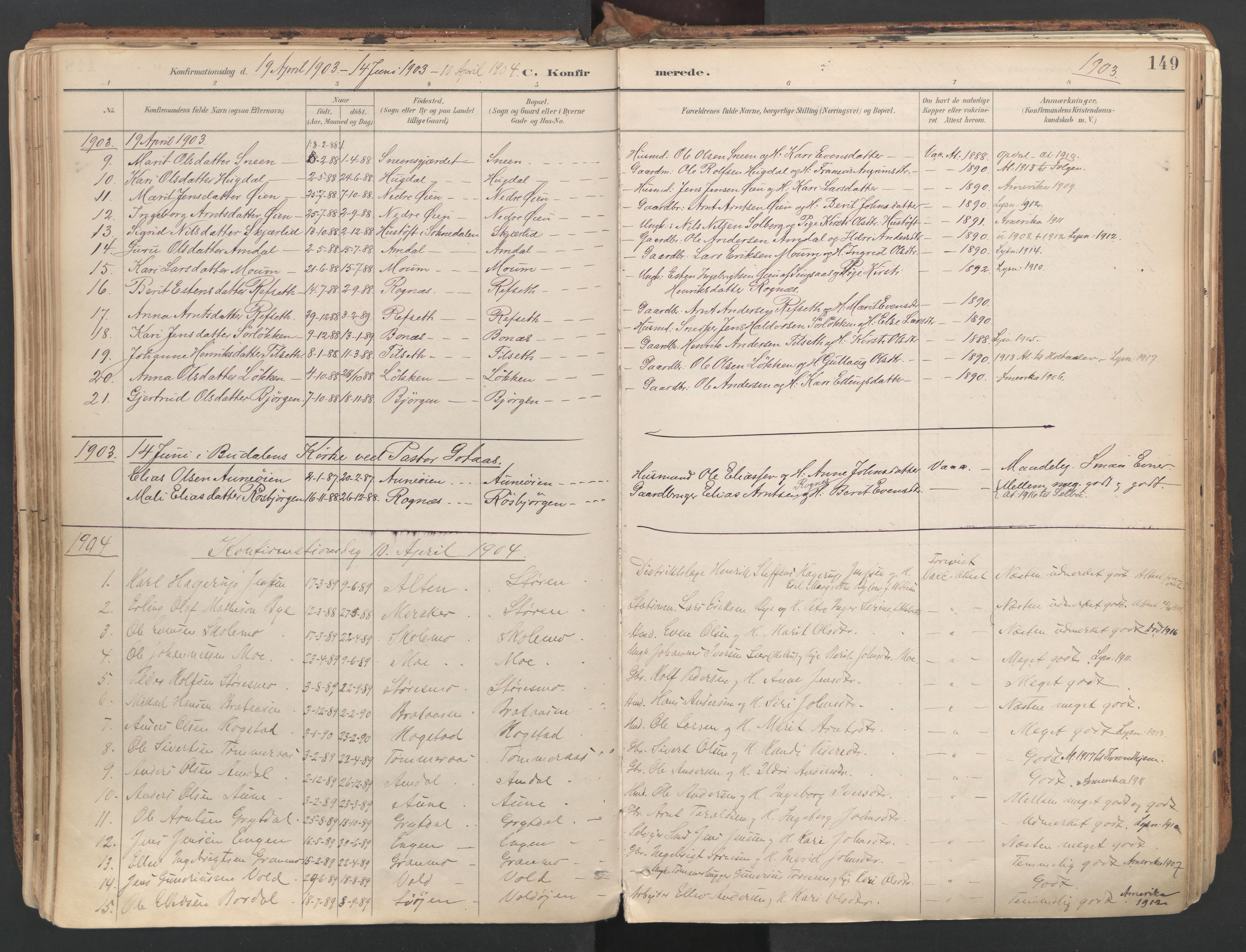 Ministerialprotokoller, klokkerbøker og fødselsregistre - Sør-Trøndelag, SAT/A-1456/687/L1004: Parish register (official) no. 687A10, 1891-1923, p. 149