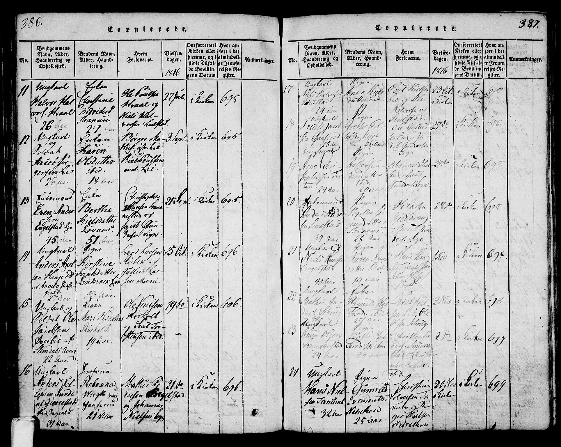 Lardal kirkebøker, AV/SAKO-A-350/F/Fa/L0005: Parish register (official) no. I 5, 1814-1835, p. 386-387