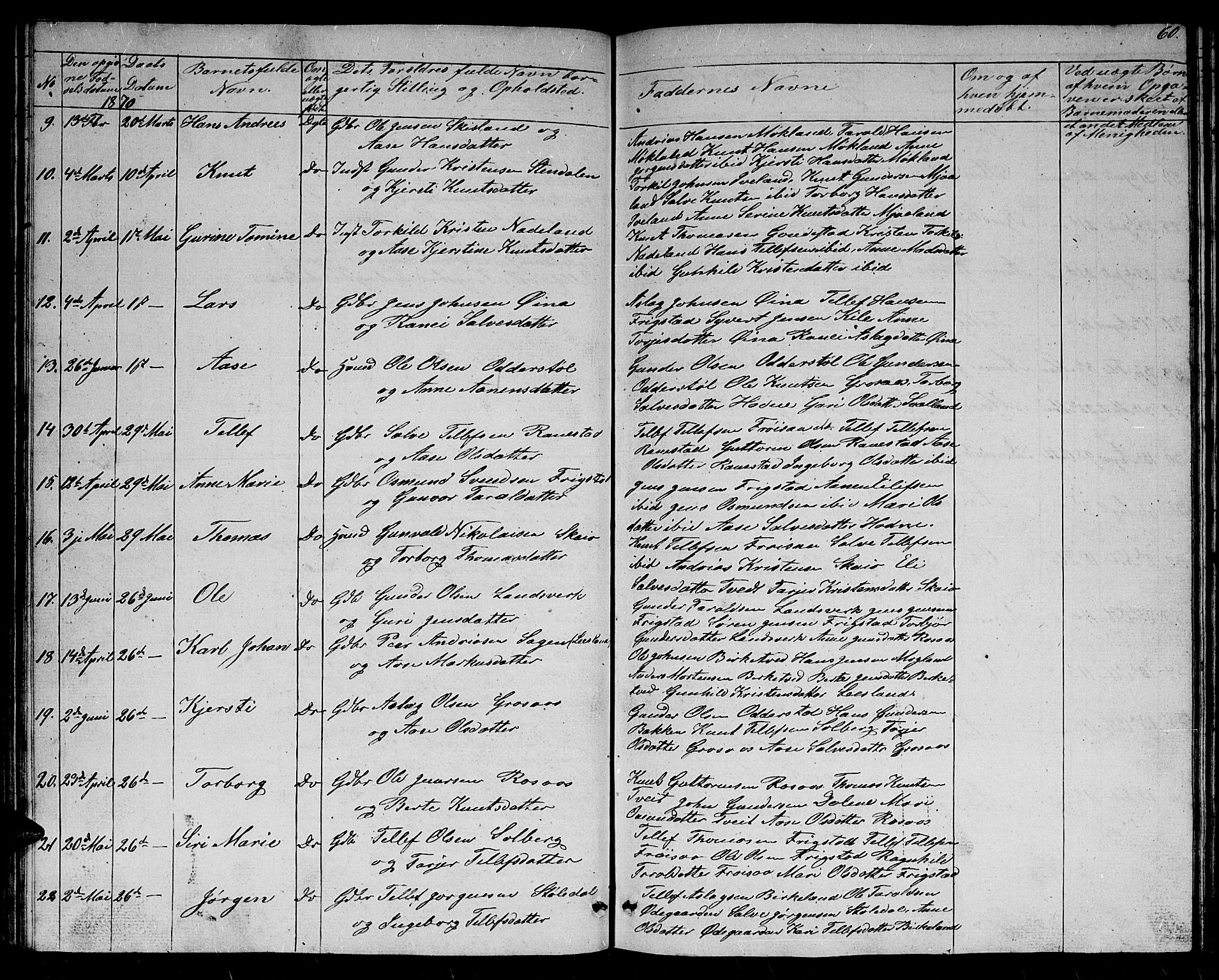 Evje sokneprestkontor, SAK/1111-0008/F/Fb/Fbc/L0002: Parish register (copy) no. B 2, 1849-1876, p. 60