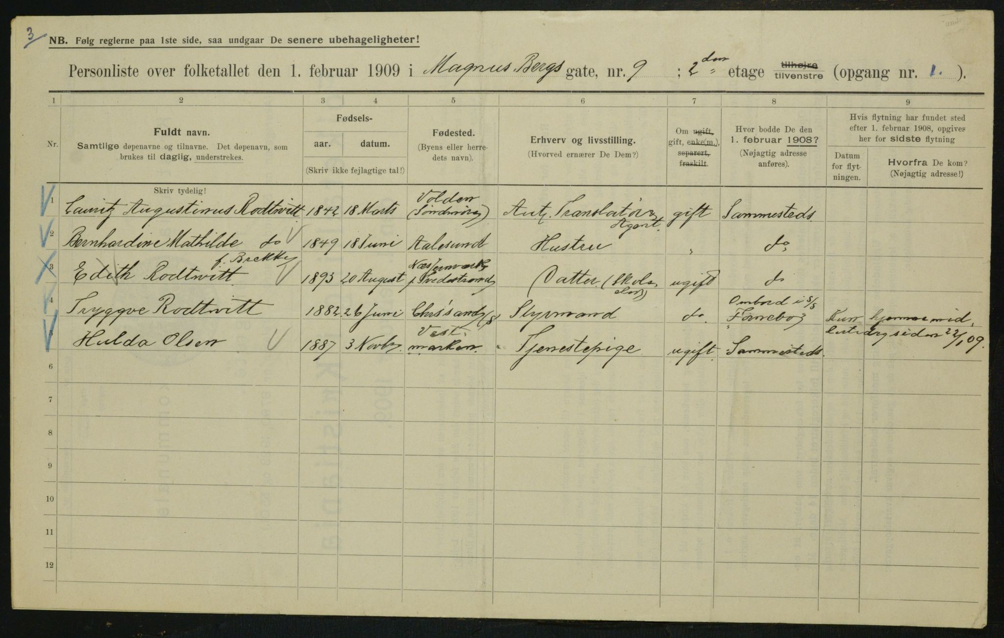 OBA, Municipal Census 1909 for Kristiania, 1909, p. 53835