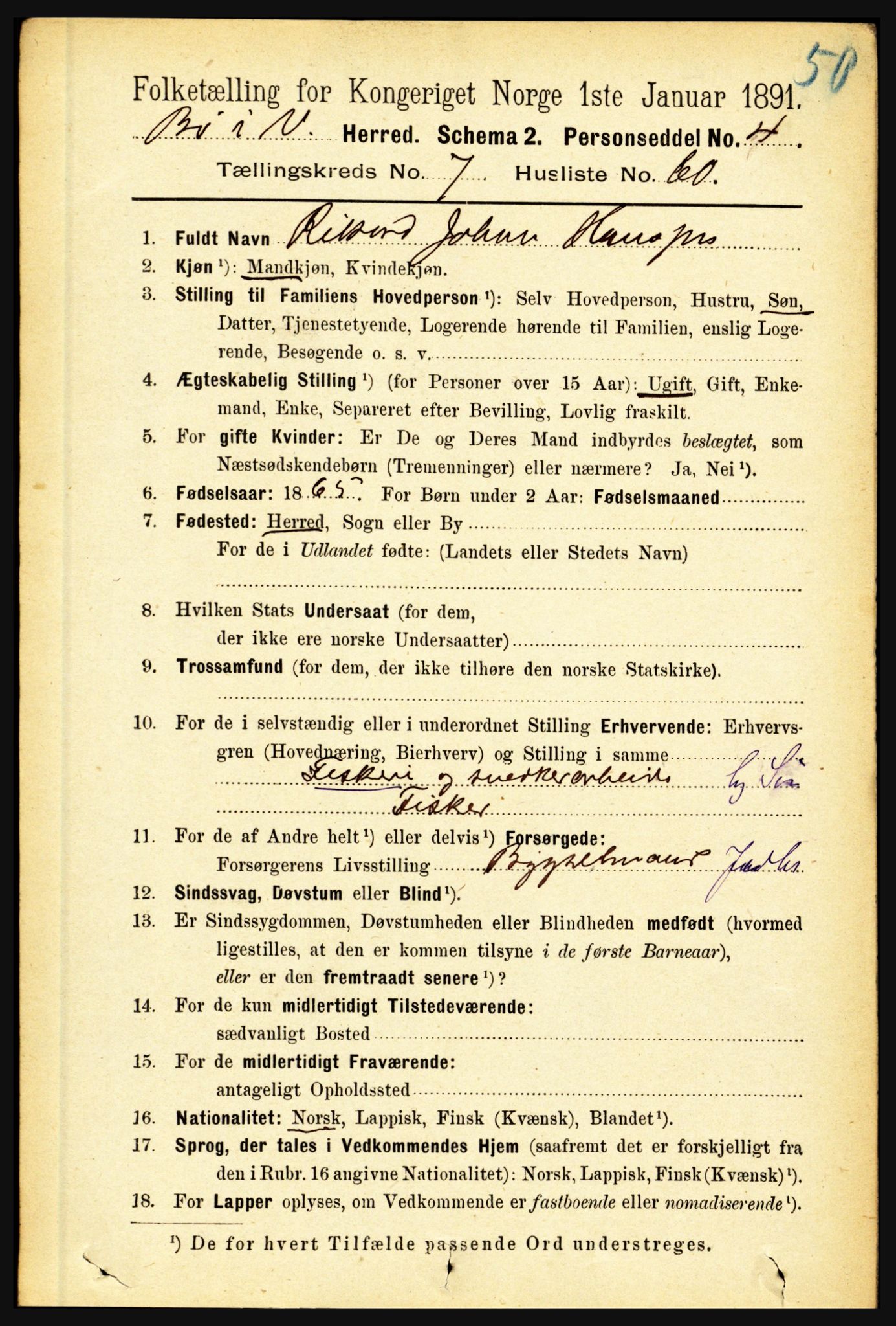 RA, 1891 census for 1867 Bø, 1891, p. 2930