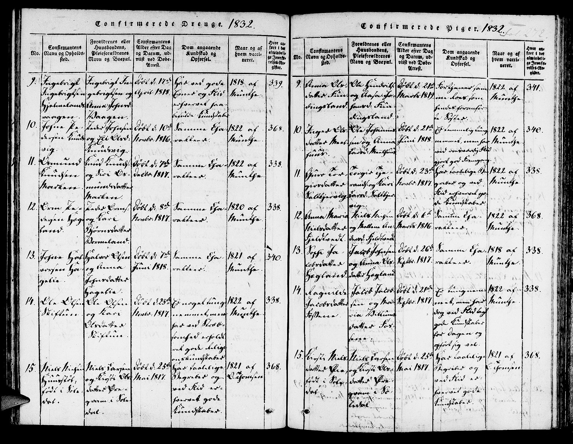 Hjelmeland sokneprestkontor, AV/SAST-A-101843/01/IV/L0003: Parish register (official) no. A 3, 1816-1834, p. 272