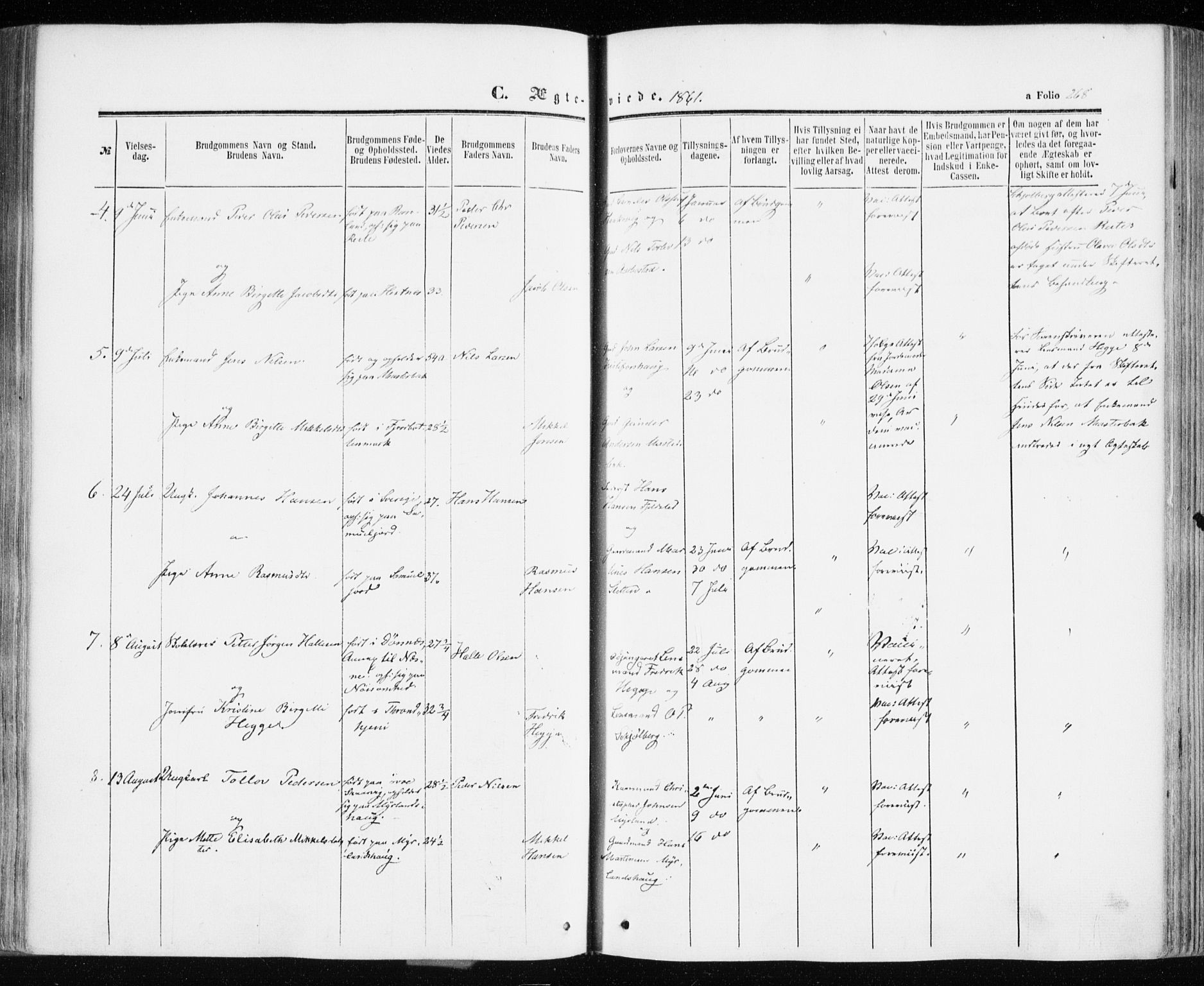 Ibestad sokneprestembete, SATØ/S-0077/H/Ha/Haa/L0009kirke: Parish register (official) no. 9, 1859-1868, p. 268