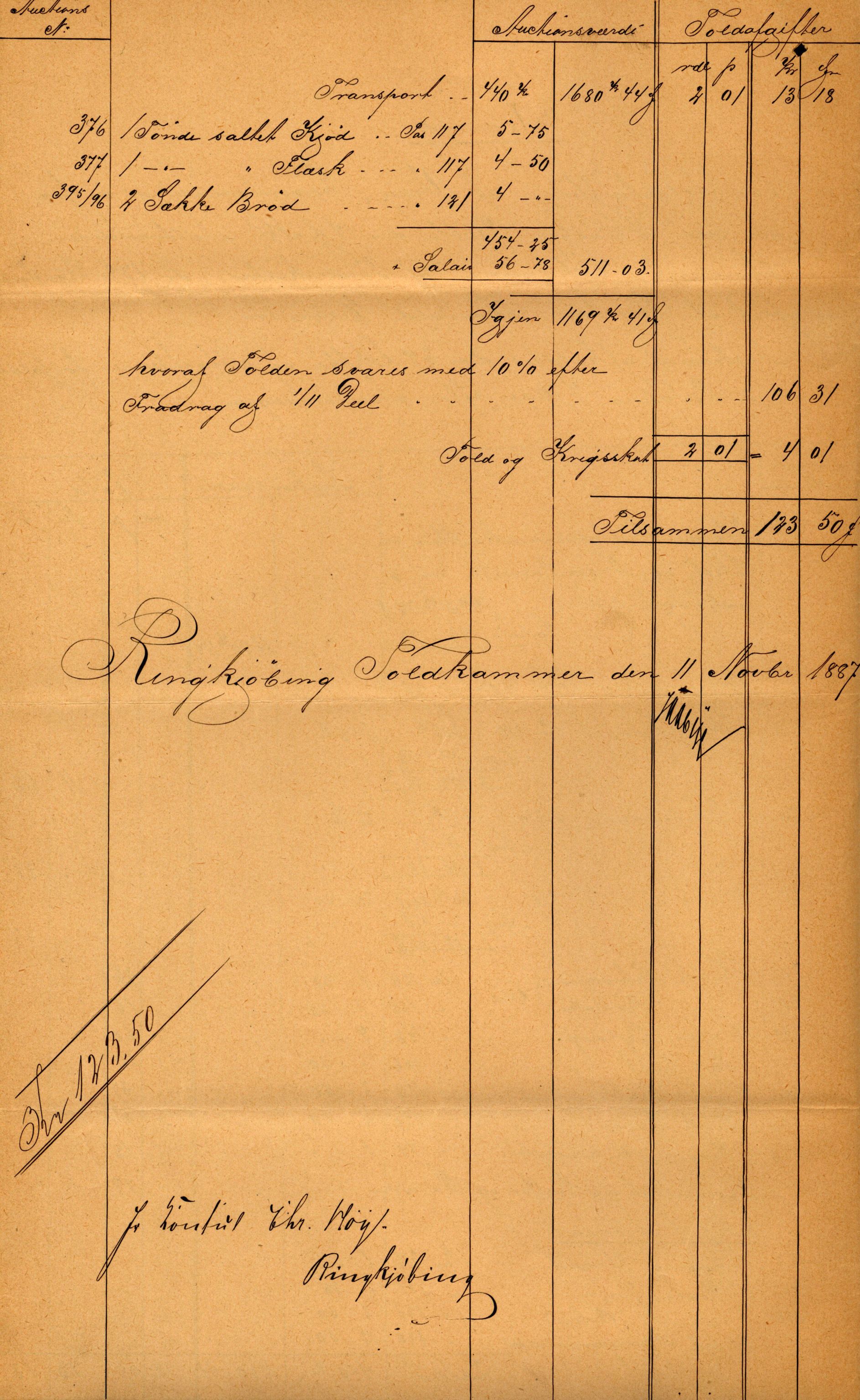 Pa 63 - Østlandske skibsassuranceforening, VEMU/A-1079/G/Ga/L0020/0001: Havaridokumenter / Tellus, Telanak, Wilhelmine, 1887, p. 170