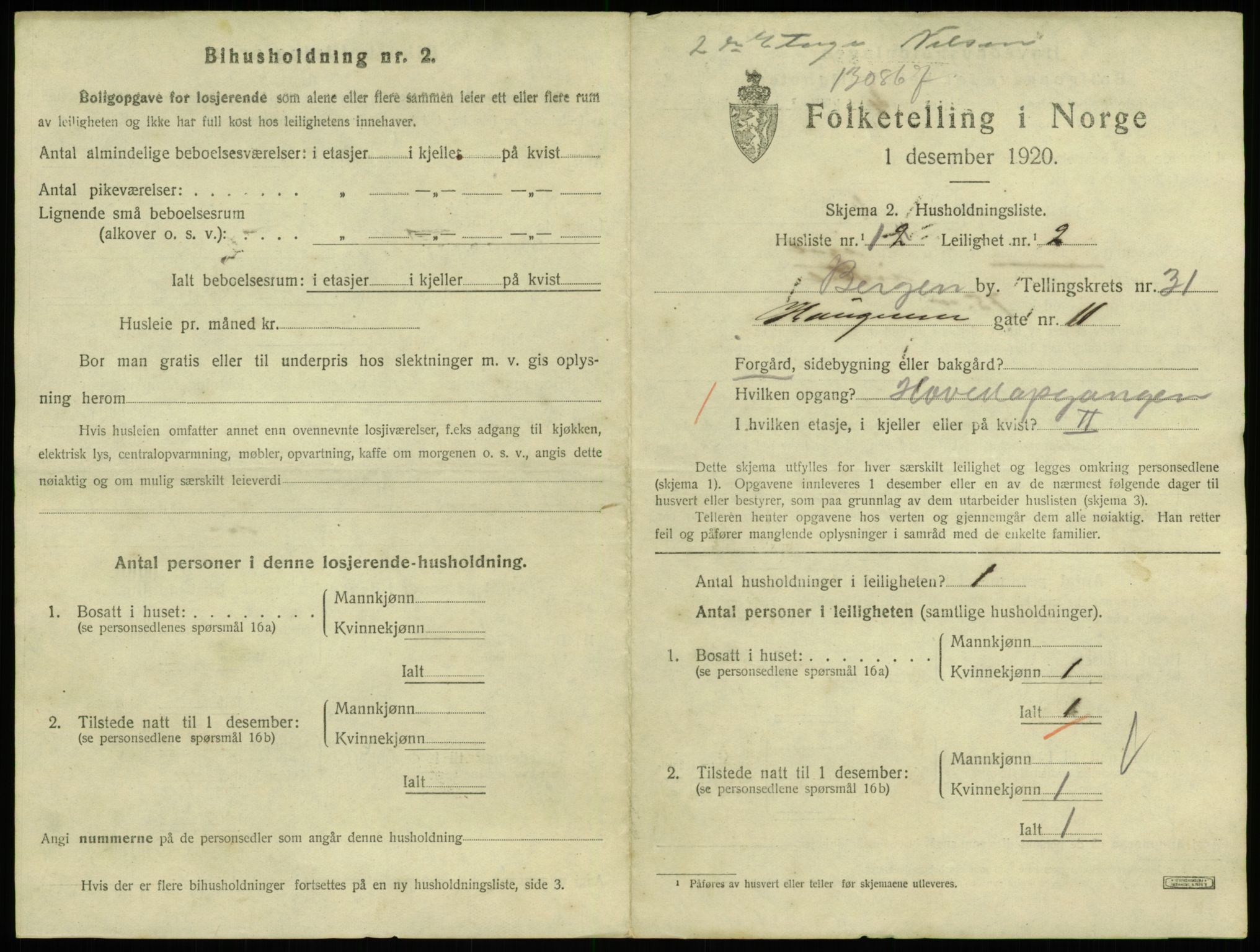 SAB, 1920 census for Bergen, 1920, p. 23367