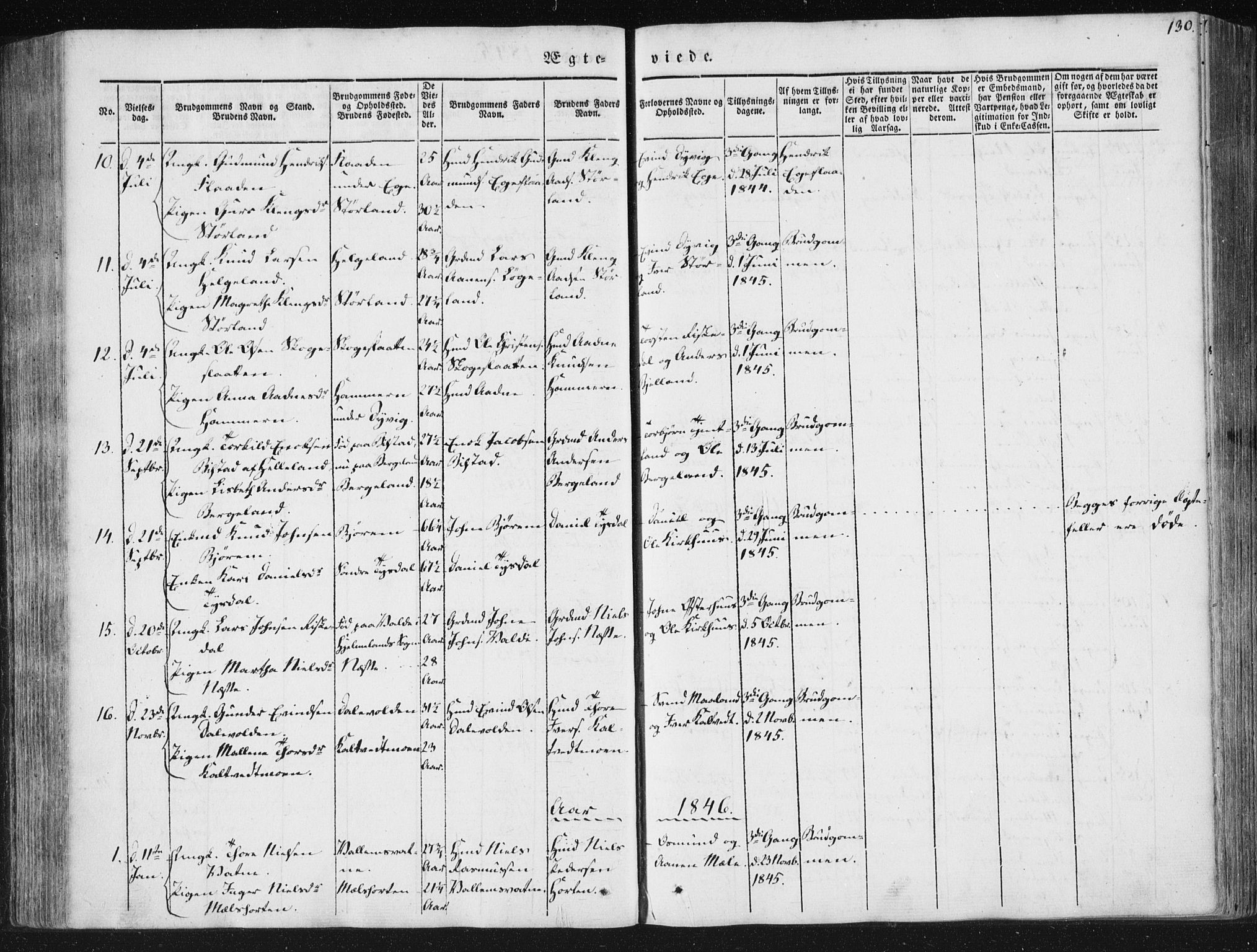 Hjelmeland sokneprestkontor, AV/SAST-A-101843/01/IV/L0008: Parish register (official) no. A 8, 1842-1861, p. 130